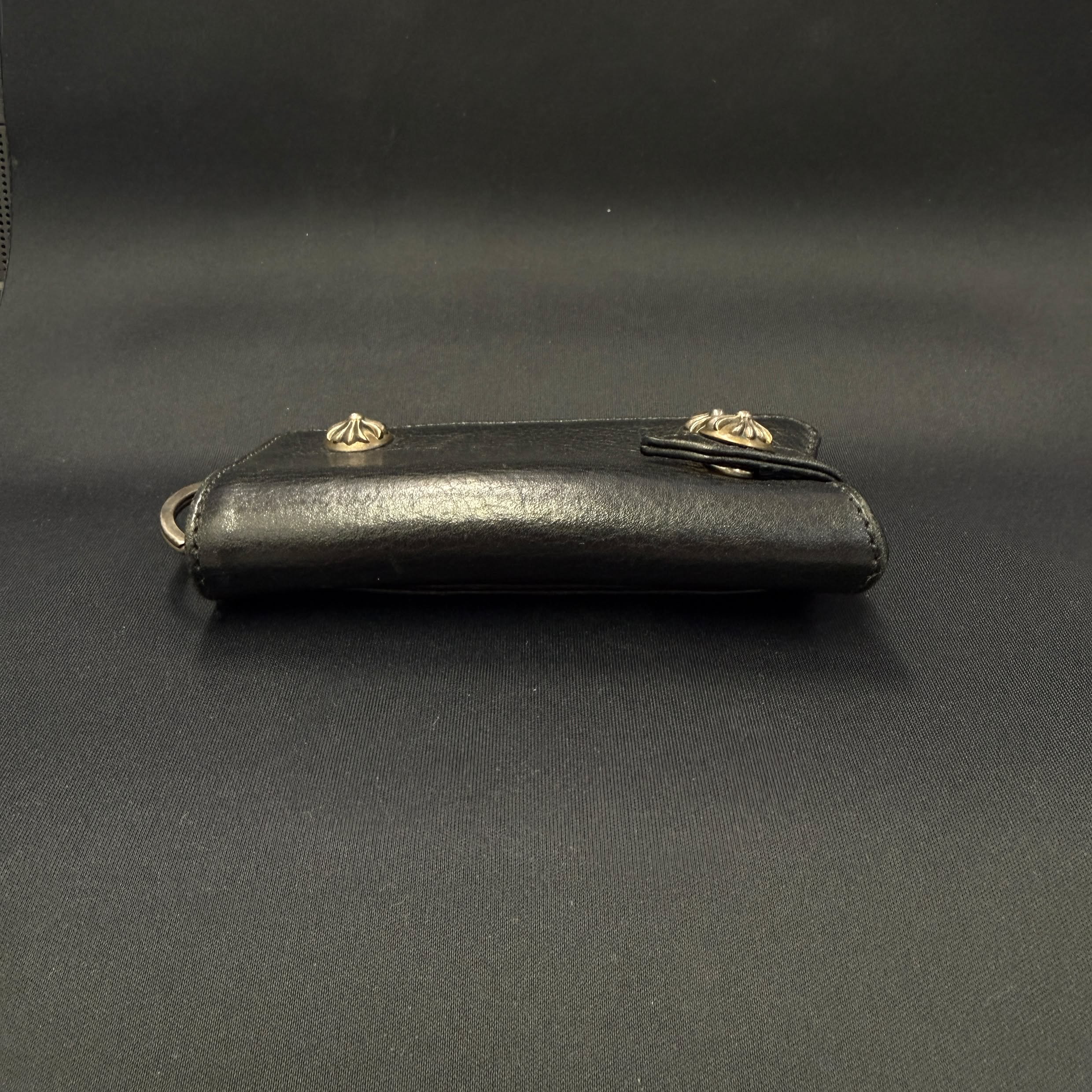 CHROME HEARTS Destroyed Leather Cross Ball Snap Button Key Case クロムハーツ デストロイレザー クロスボール スナップボタン キーケース
