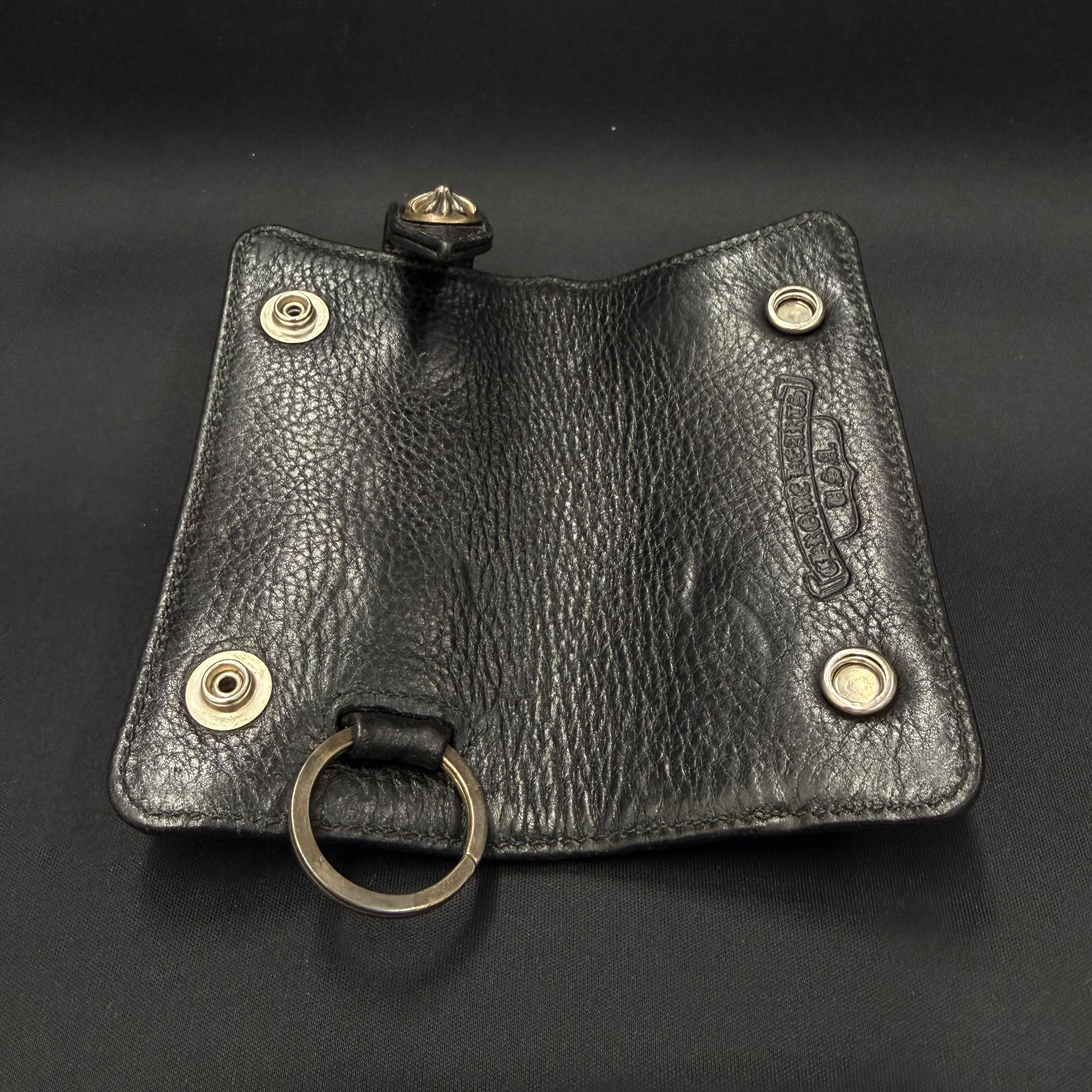 CHROME HEARTS Destroyed Leather Cross Ball Snap Button Key Case クロムハーツ デストロイレザー クロスボール スナップボタン キーケース