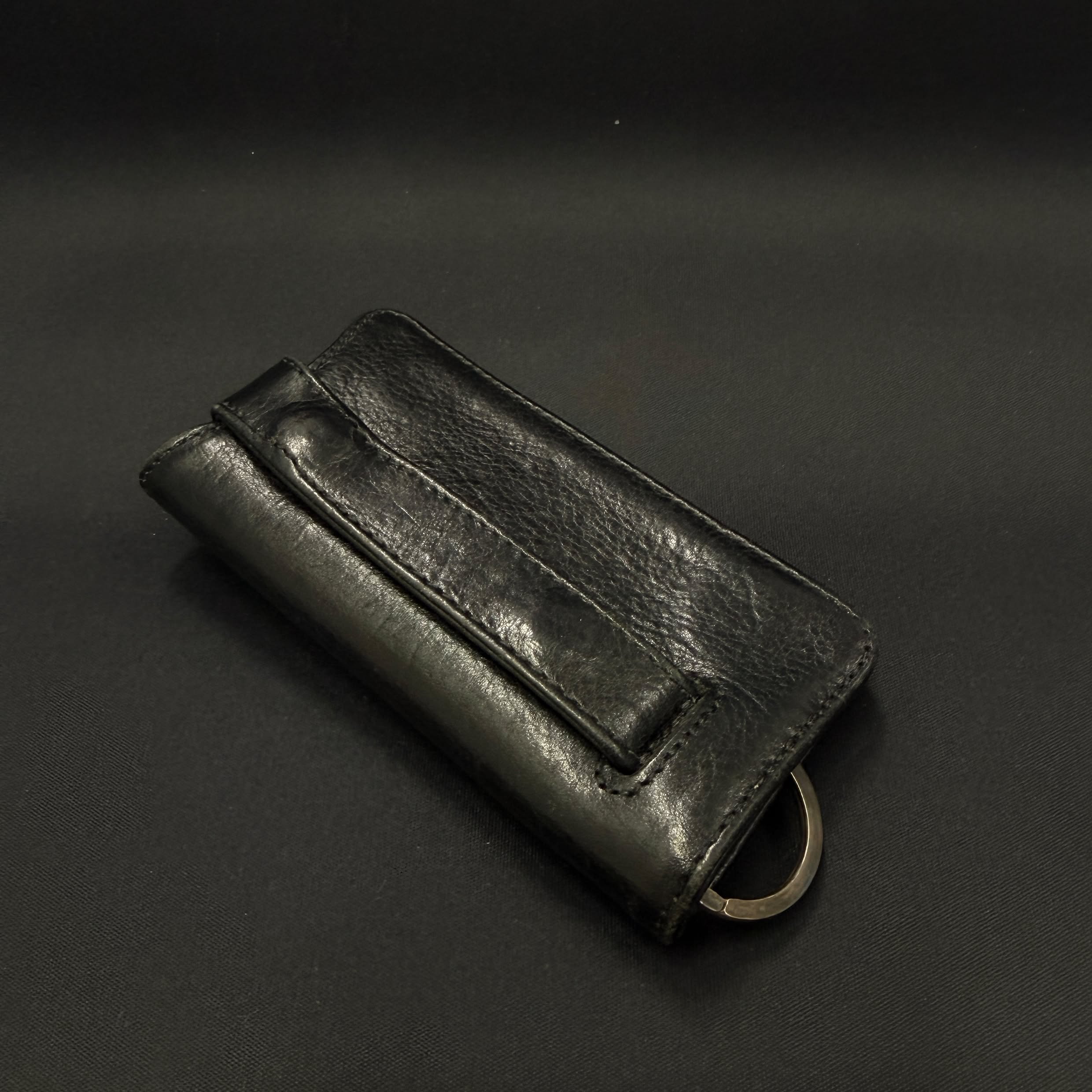 CHROME HEARTS Destroyed Leather Cross Ball Snap Button Key Case クロムハーツ デストロイレザー クロスボール スナップボタン キーケース
