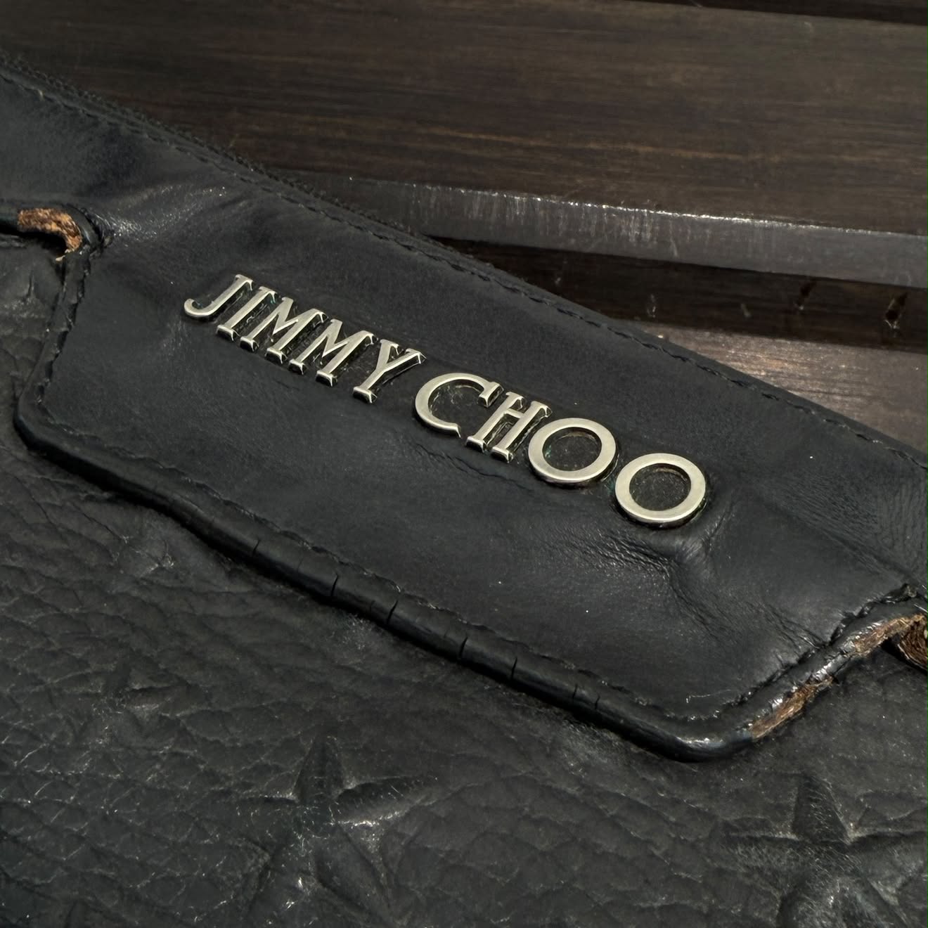 JIMMY CHOO Derek Star Embossed Studded Leather Clutch Bag ジミーチュウ デレク スターエンボス スタッズ レザー クラッチバッグ