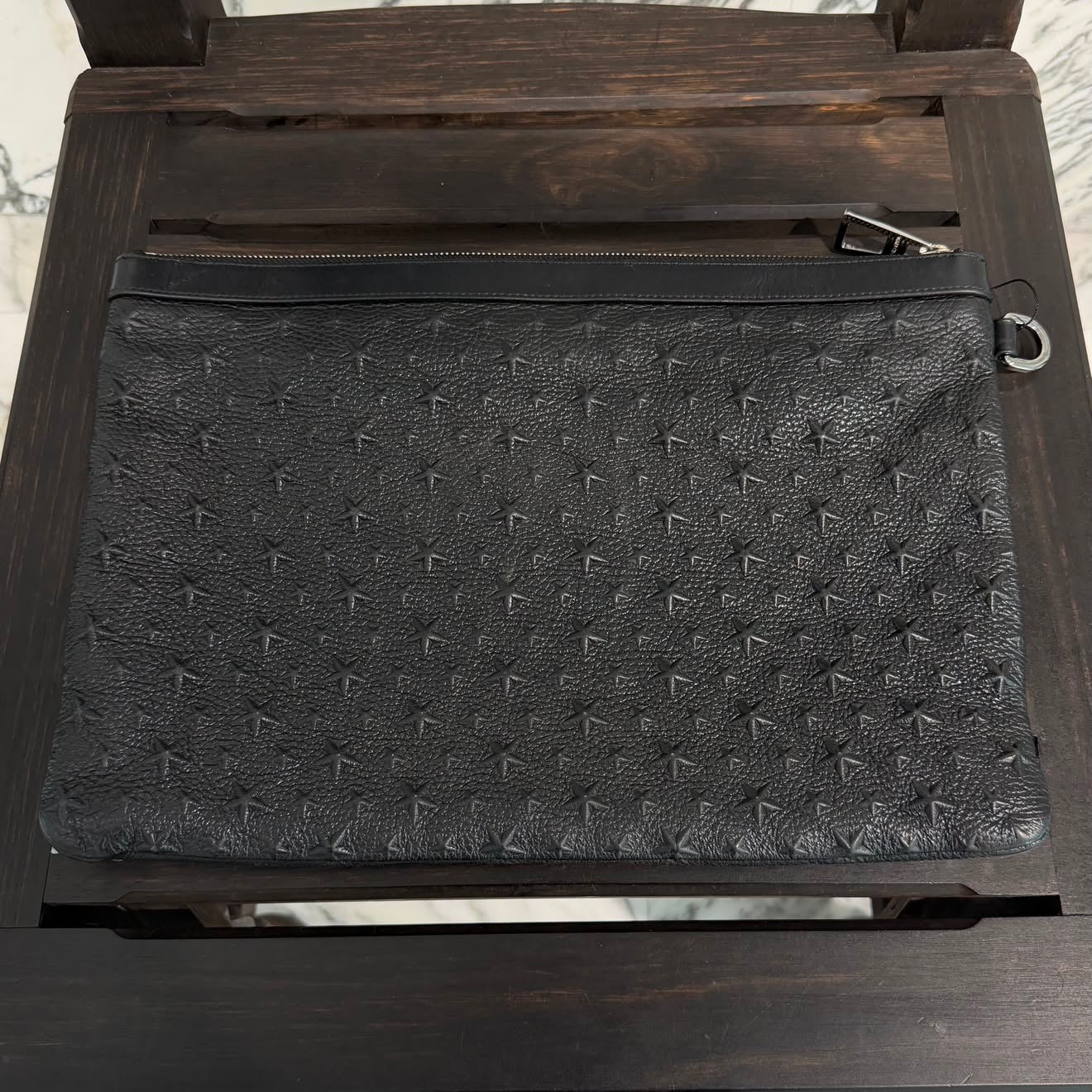 JIMMY CHOO Derek Star Embossed Studded Leather Clutch Bag ジミーチュウ デレク スターエンボス スタッズ レザー クラッチバッグ
