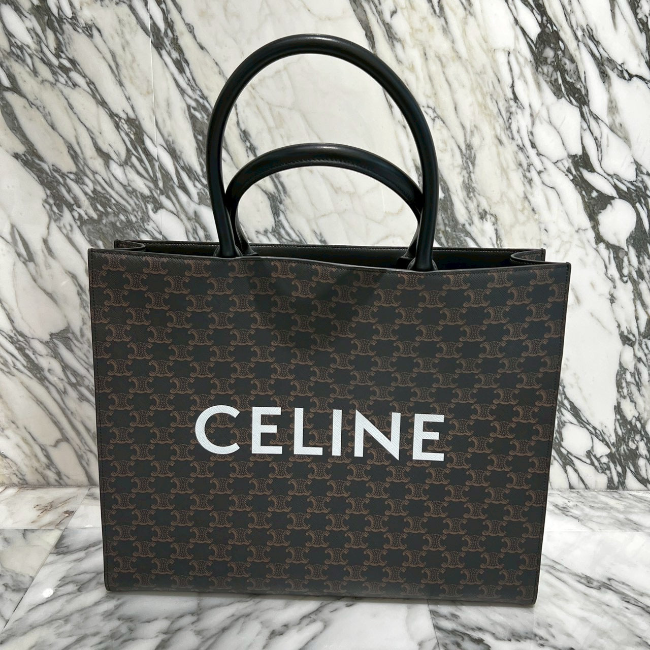CELINE Horizontal Cabas Triomphe Canvas Tote Bag 197012CIM.38SI セリーヌ ホリゾンタル カバ トリオンスキャンバス トートバッグ