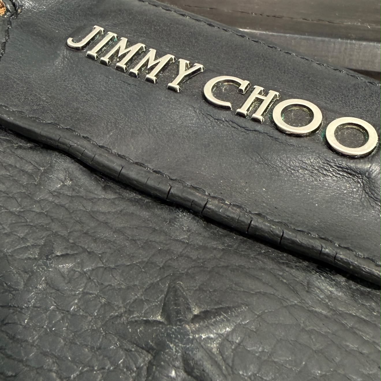JIMMY CHOO Derek Star Embossed Studded Leather Clutch Bag ジミーチュウ デレク スターエンボス スタッズ レザー クラッチバッグ