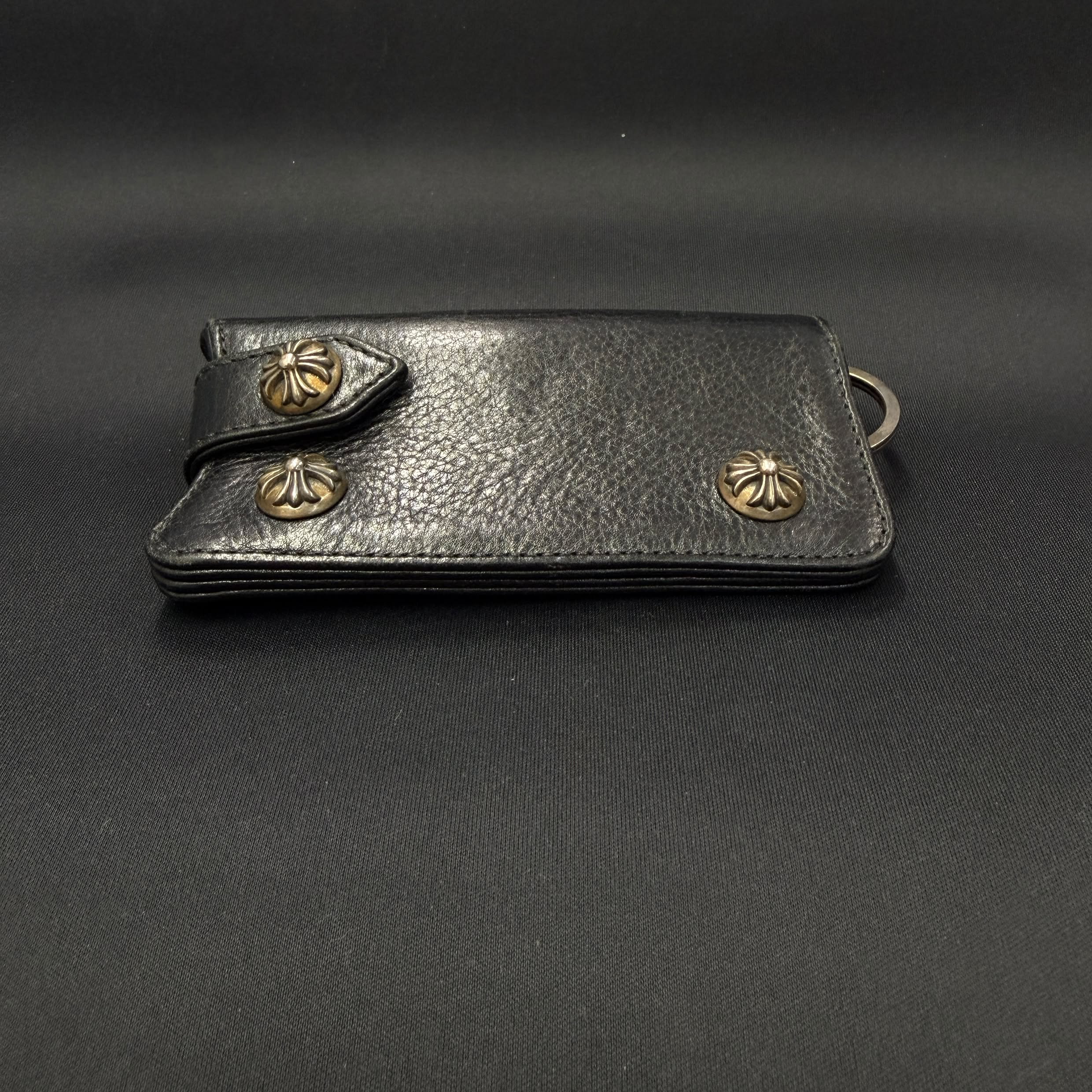 CHROME HEARTS Destroyed Leather Cross Ball Snap Button Key Case クロムハーツ デストロイレザー クロスボール スナップボタン キーケース