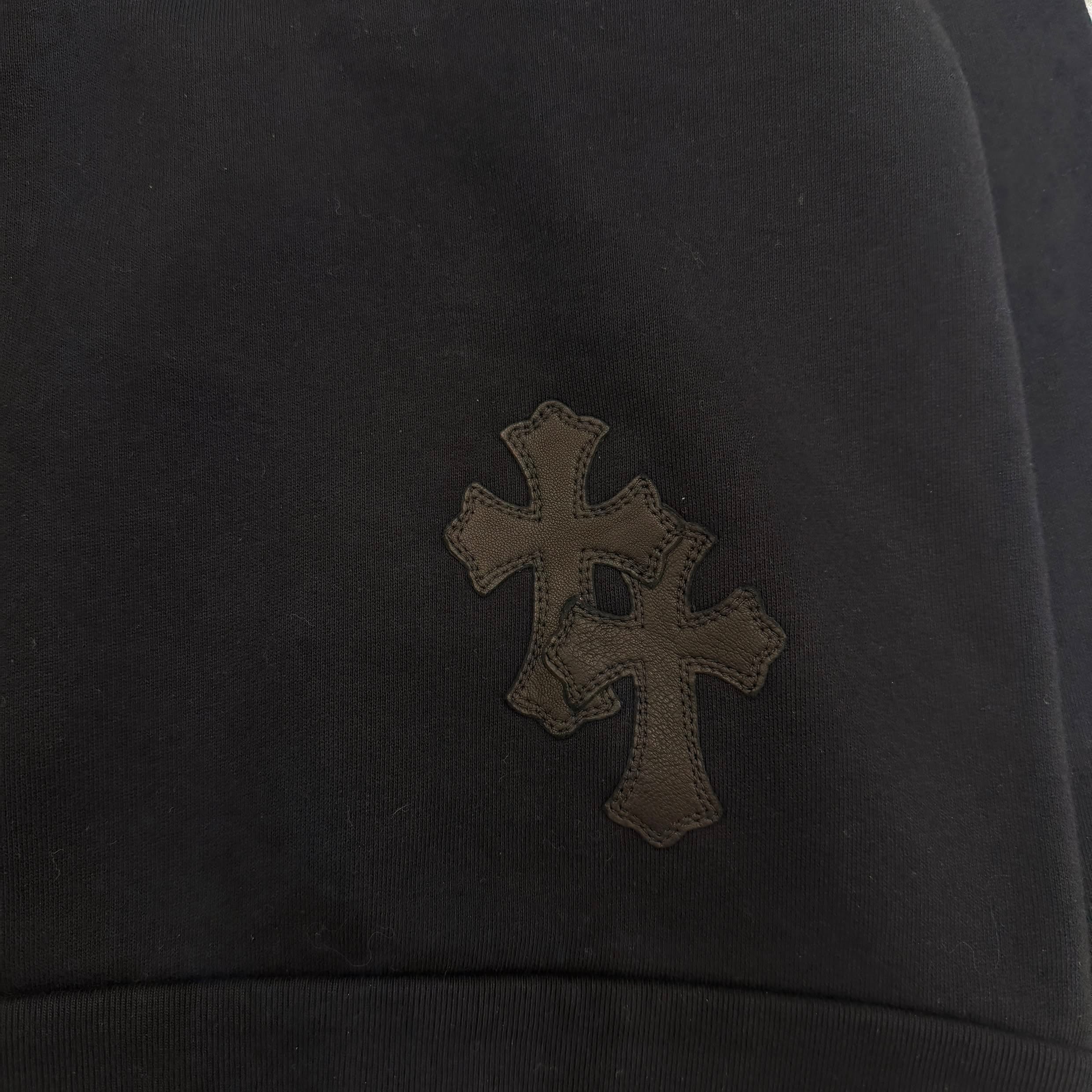 CHROME HEARTS Y NOT Multi Leather Cross Patch Half Zip Sweatshirt Size S クロムハーツ ワイノット マルチレザークロスパッチ ハーフジップ スウェットシャツ サイズS