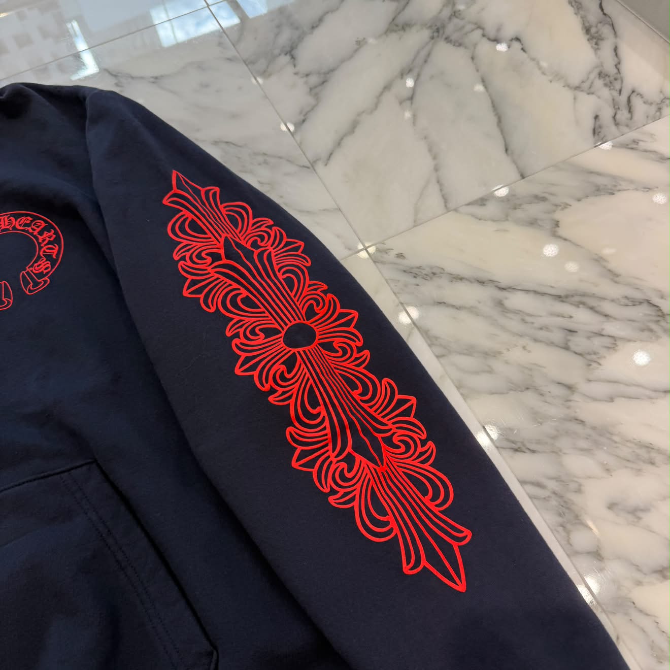 CHROME HEARTS 2025SS Floral Cross Horseshoe Pullover Hoodie Size XL クロムハーツ フローラルクロス ホースシュー プルオーバーフーディーサイズXL