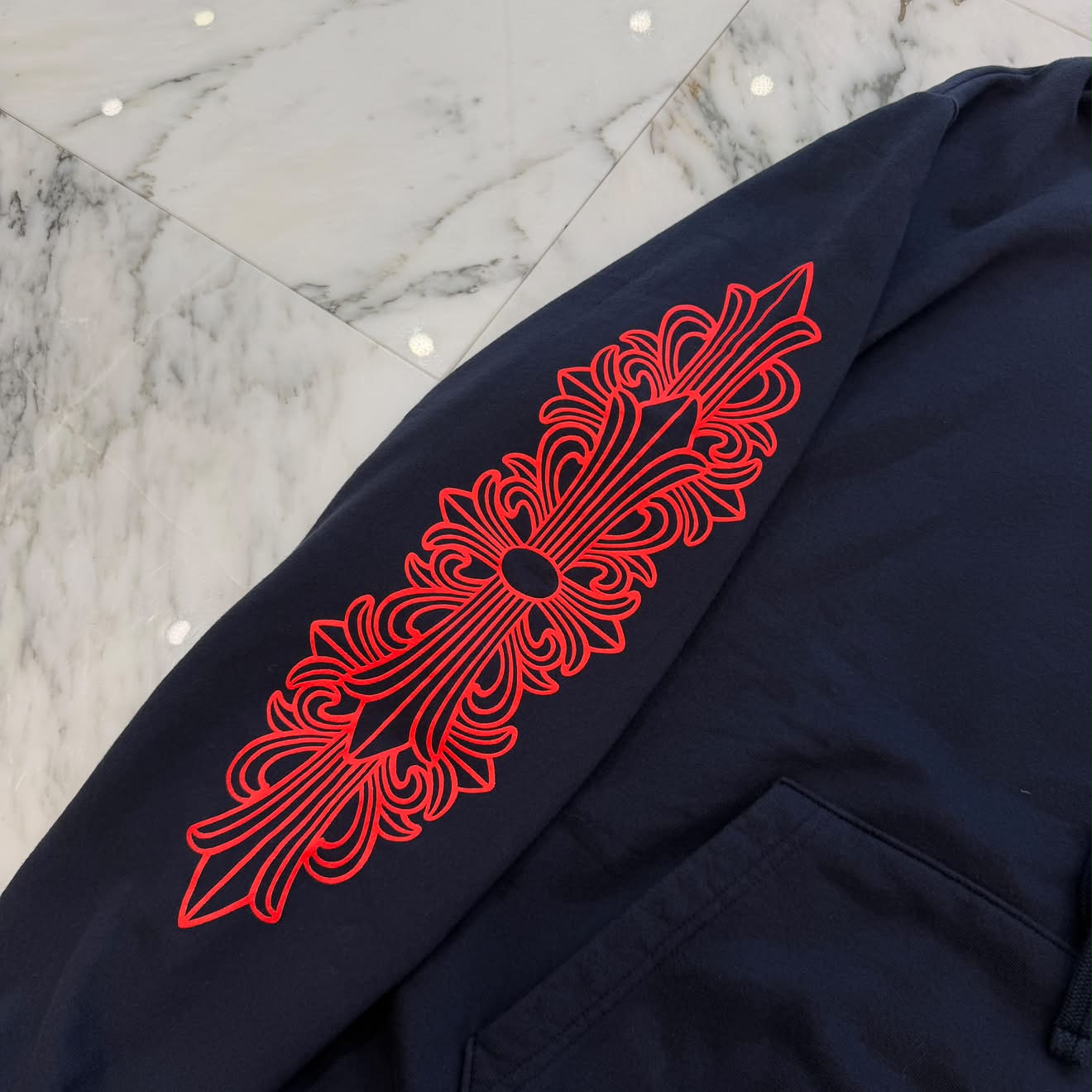 CHROME HEARTS 2025SS Floral Cross Horseshoe Pullover Hoodie Size XL クロムハーツ フローラルクロス ホースシュー プルオーバーフーディーサイズXL