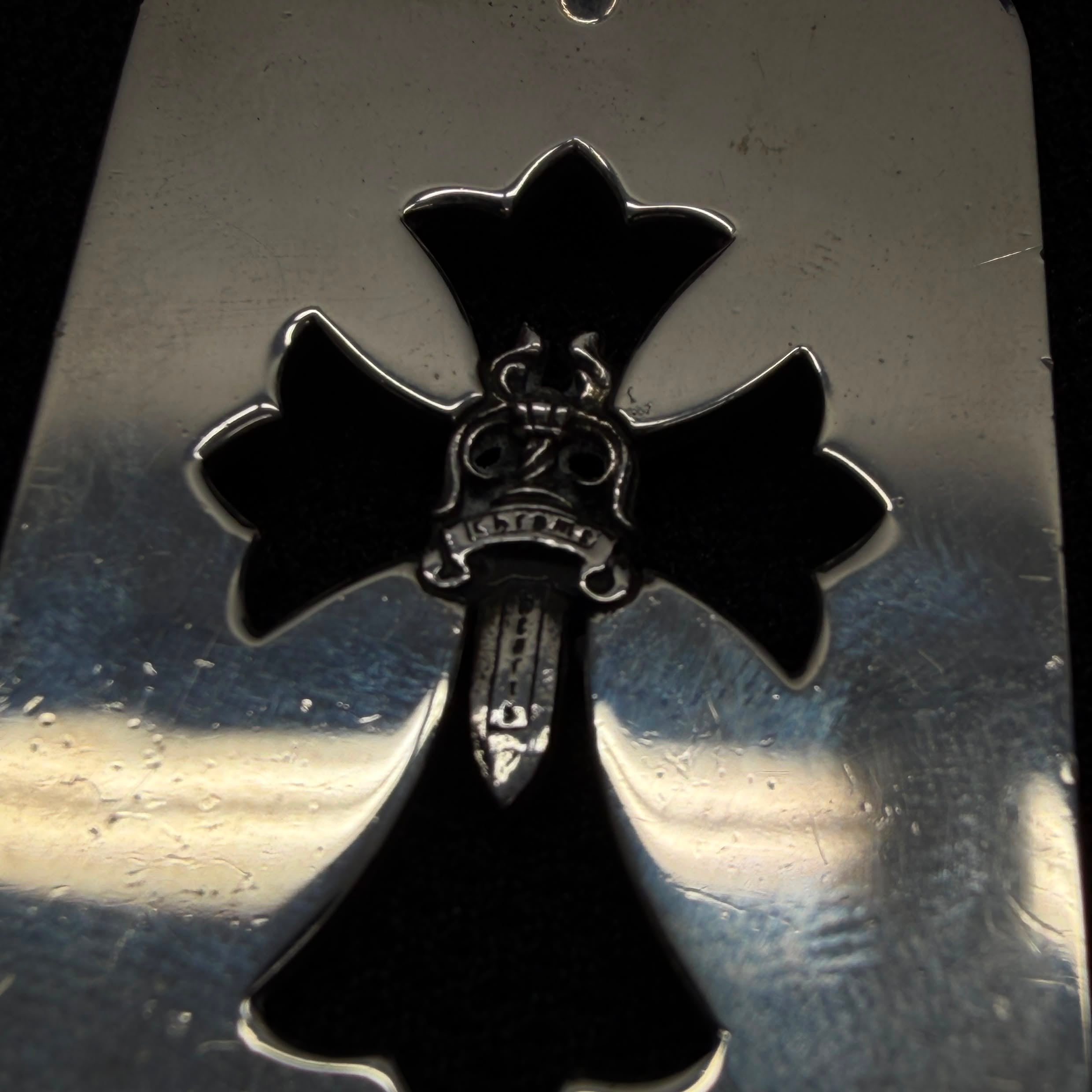 CHROME HEARTS Cut Out Cross Dagger Dock Tag Large Pendant Top クロムハーツ カットアウトクロス ダガー ドッグタグ ラージ ペンダント トップ