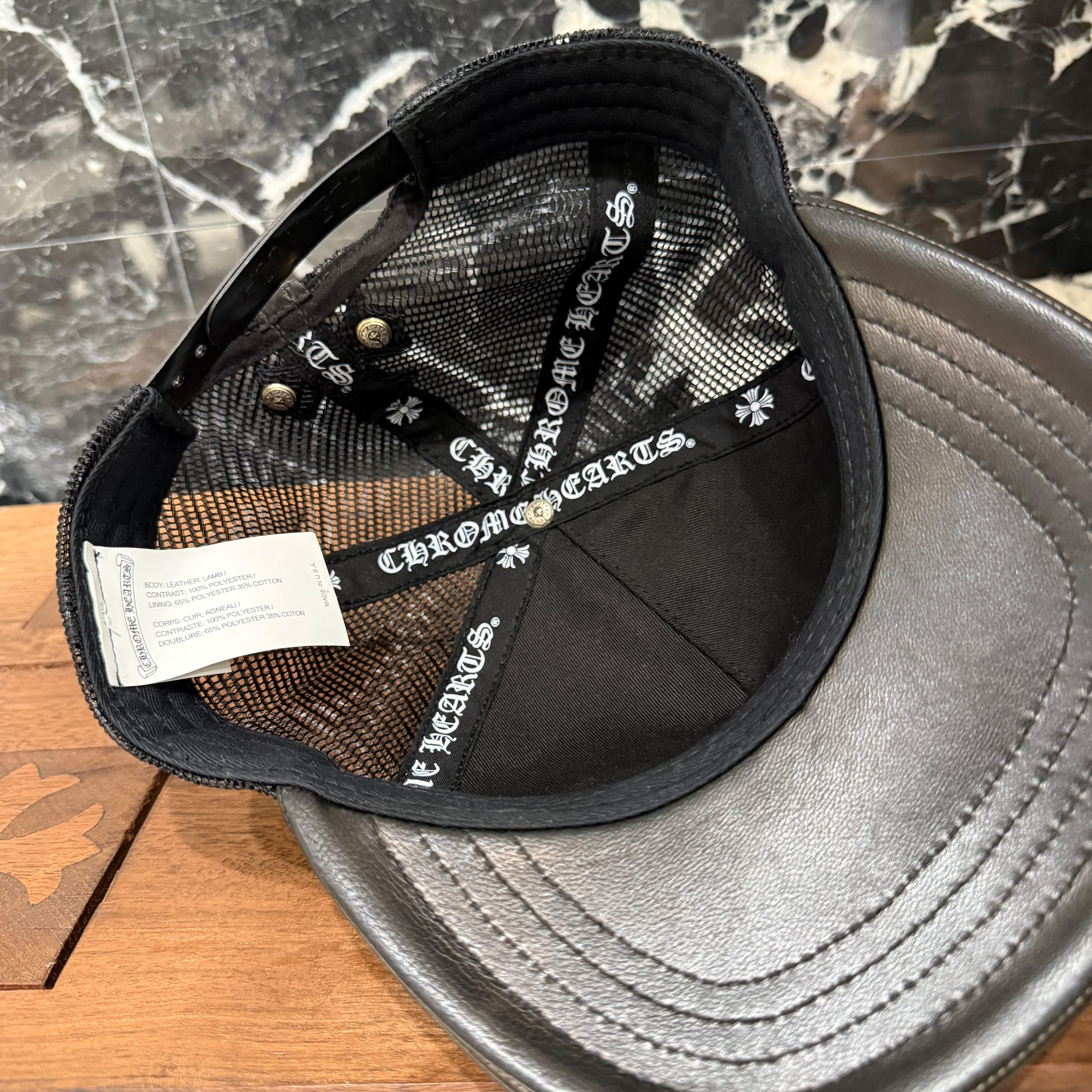 CHROME HEARTS Cemetary Cross Leather Patch Trucker Cap Size ONE SIZE (51-61) クロムハーツ セメタリークロス レザーパッチ トラッカーキャップ サイズONE SIZE (51-61)