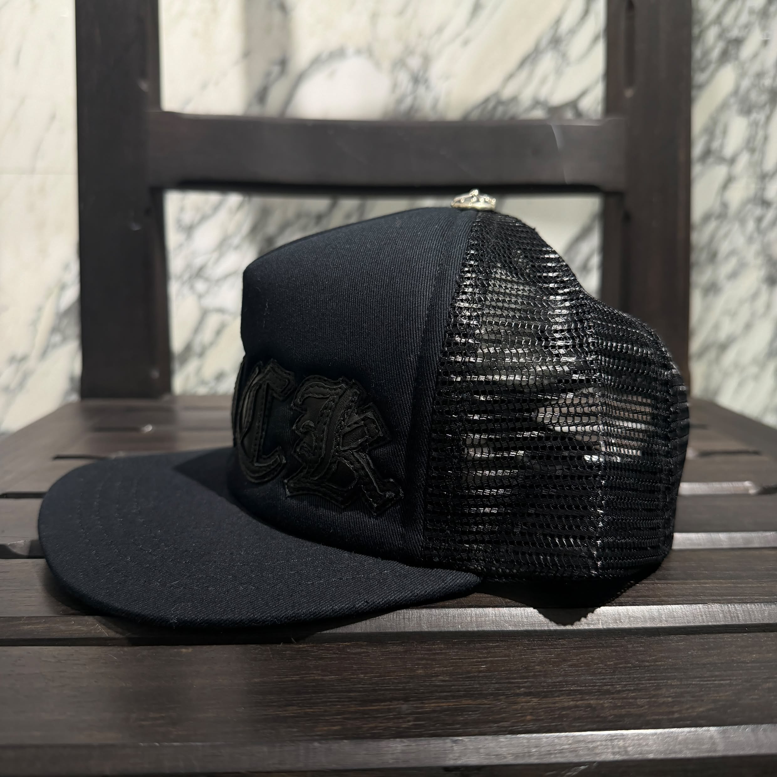 CHROME HEARTS FUCK Leather Patch Trucker Cap Size ONE SIZE (51-61) クロムハーツ ファック レザーパッチ トラッカーキャップ サイズONE SIZE (51-61)