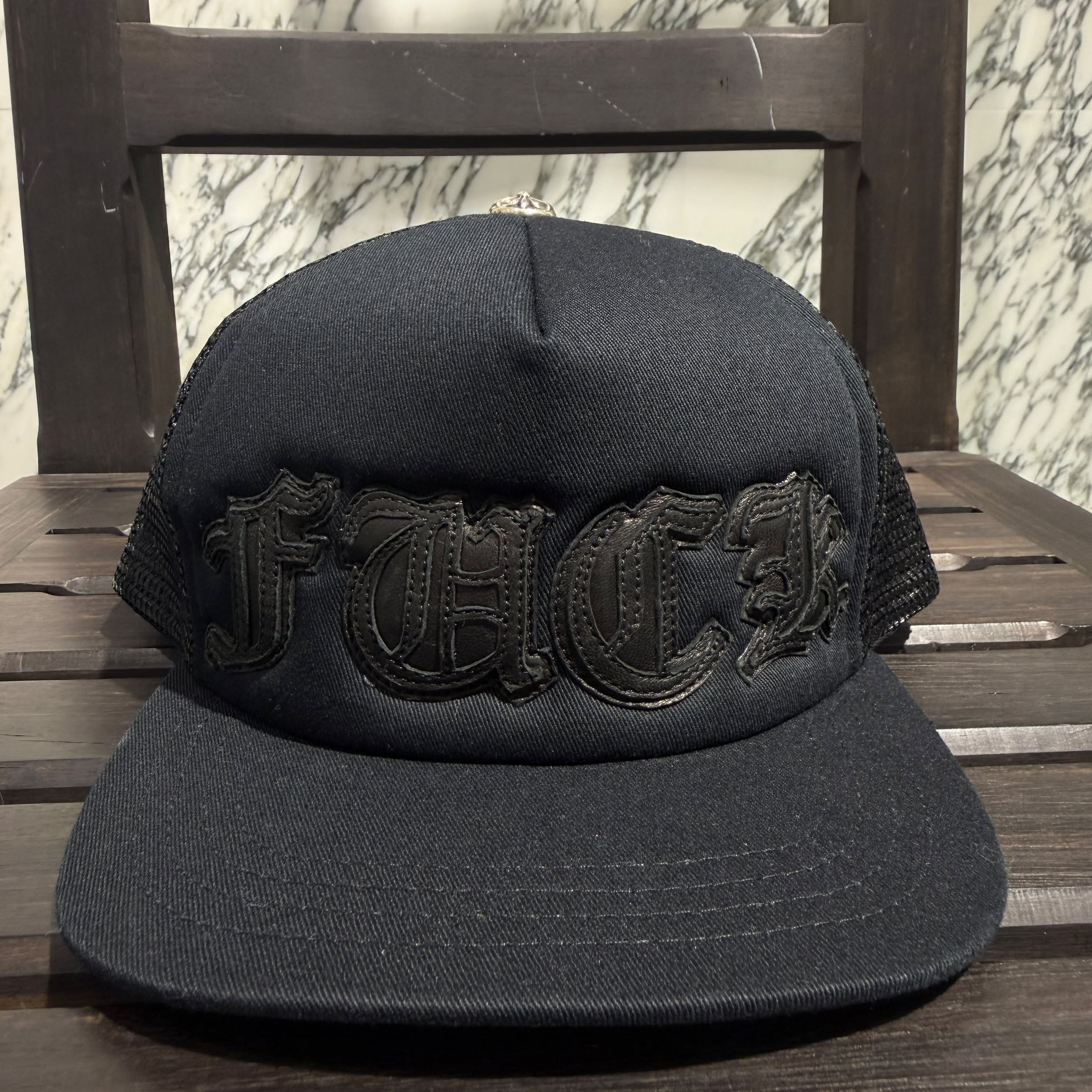 CHROME HEARTS FUCK Leather Patch Trucker Cap Size ONE SIZE (51-61) クロムハーツ ファック レザーパッチ トラッカーキャップ サイズONE SIZE (51-61)