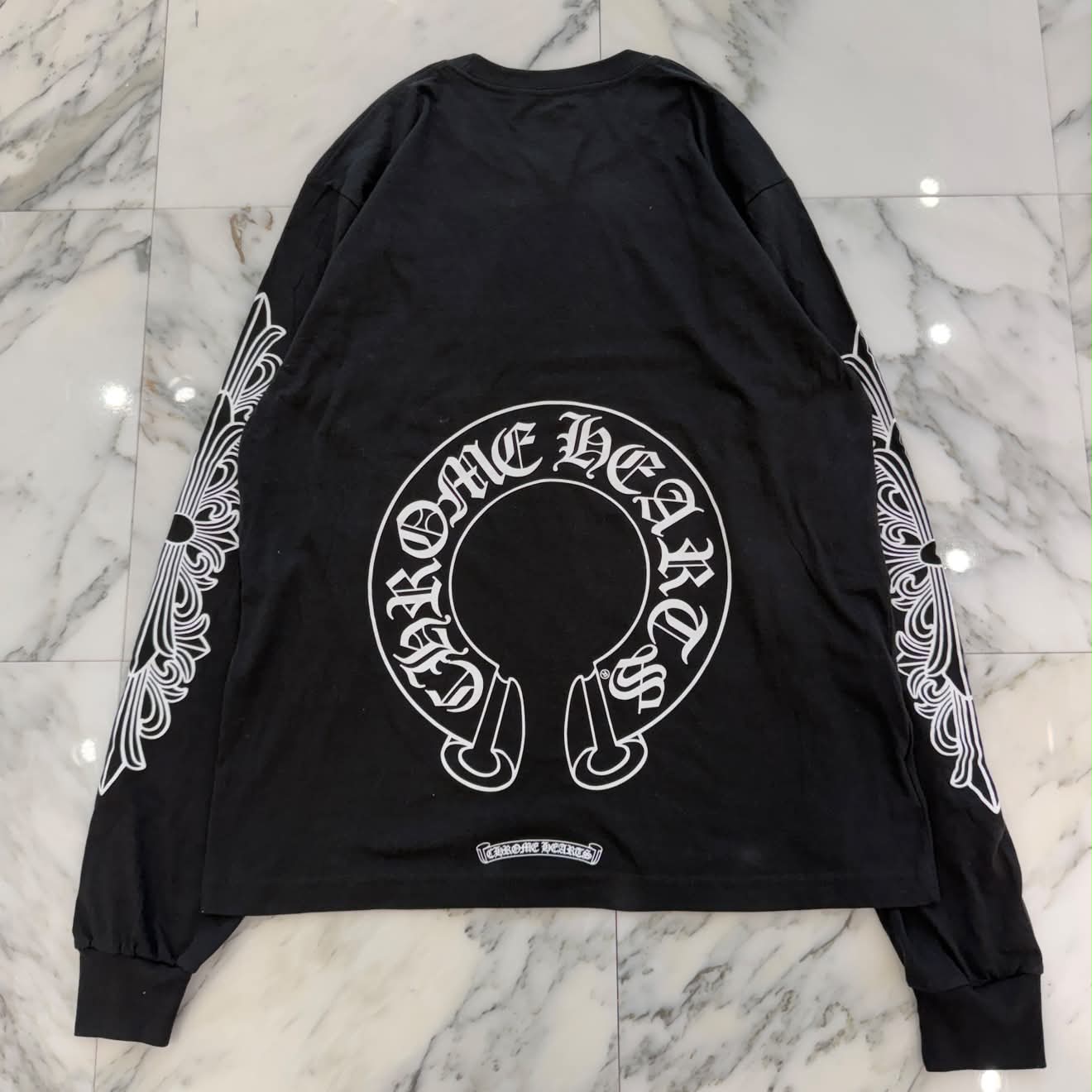 CHROME HEARTS Floral Cross Horseshoe Long Sleeve Tee Size L クロム