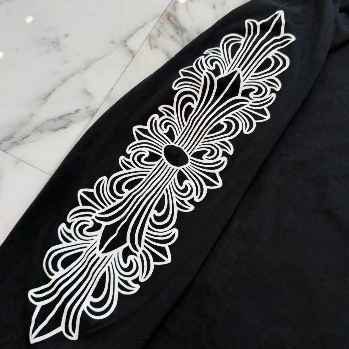 CHROME HEARTS Floral Cross Horseshoe Long Sleeve Tee Size L クロムハーツ フローラルクロス ホースシュー ロングスリーブ Tシャツ サイズL