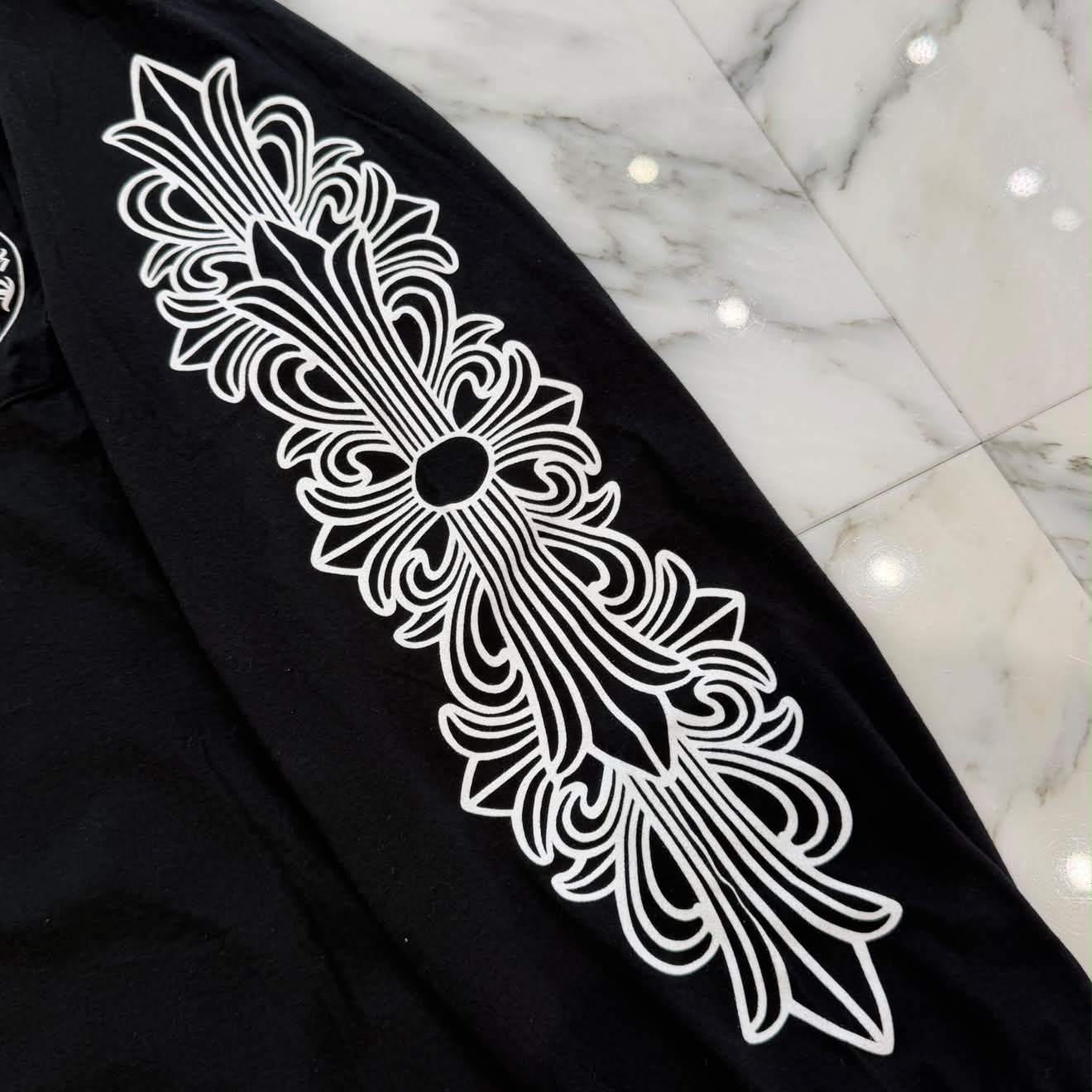 CHROME HEARTS Floral Cross Horseshoe Long Sleeve Tee Size L クロムハーツ フローラルクロス ホースシュー ロングスリーブ Tシャツ サイズL