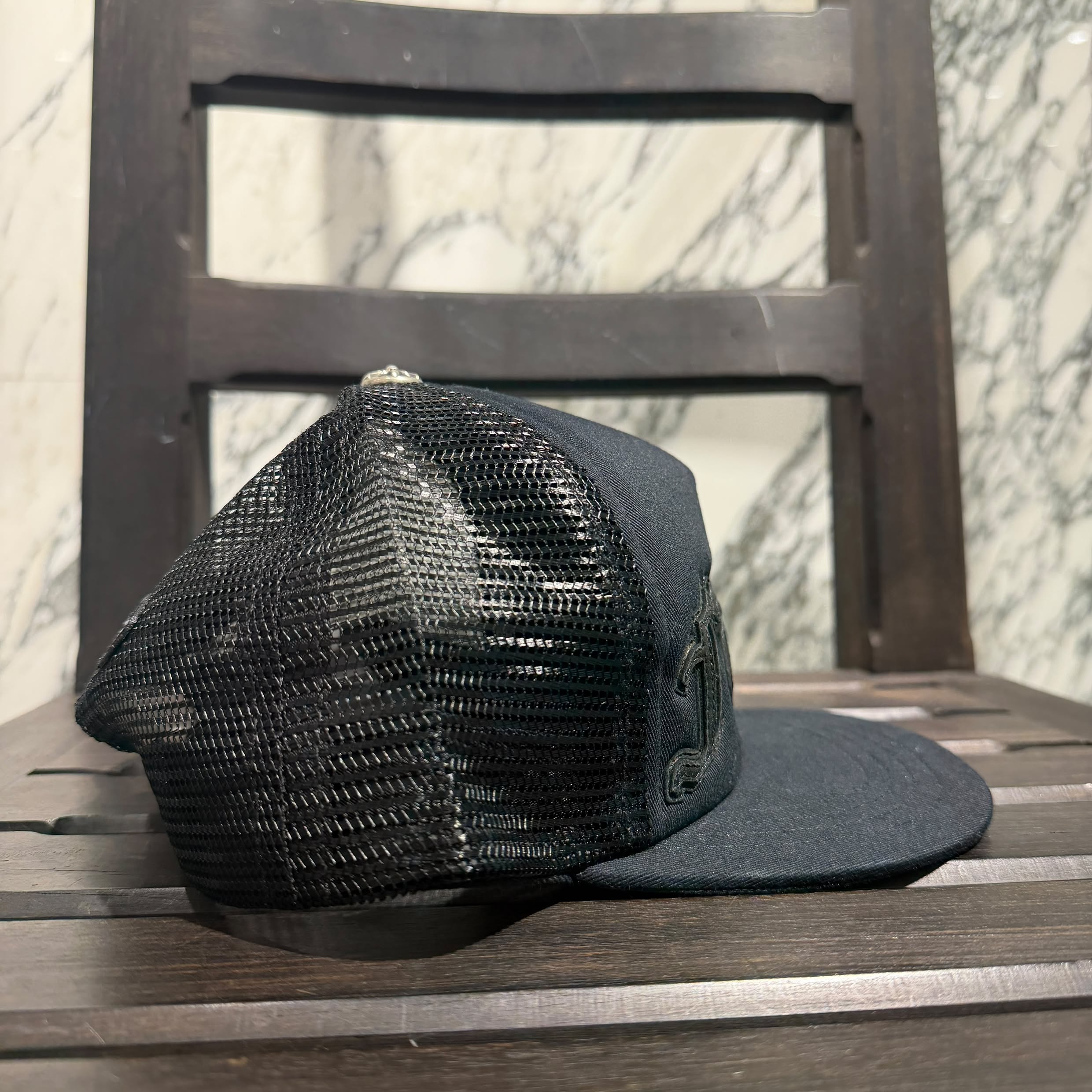 CHROME HEARTS FUCK Leather Patch Trucker Cap Size ONE SIZE (51-61) クロムハーツ ファック レザーパッチ トラッカーキャップ サイズONE SIZE (51-61)