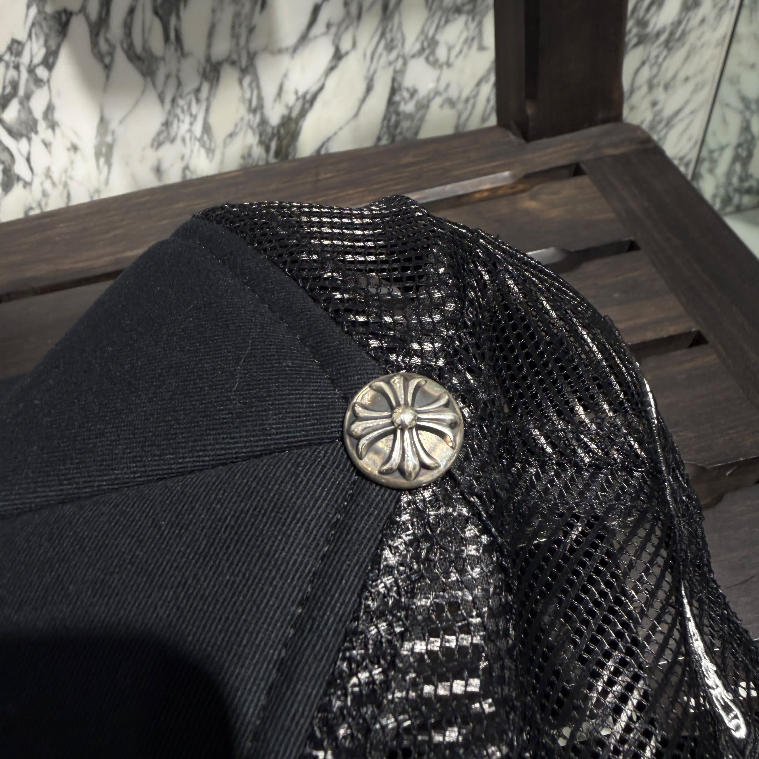 CHROME HEARTS FUCK Leather Patch Trucker Cap Size ONE SIZE (51-61) クロムハーツ ファック レザーパッチ トラッカーキャップ サイズONE SIZE (51-61)