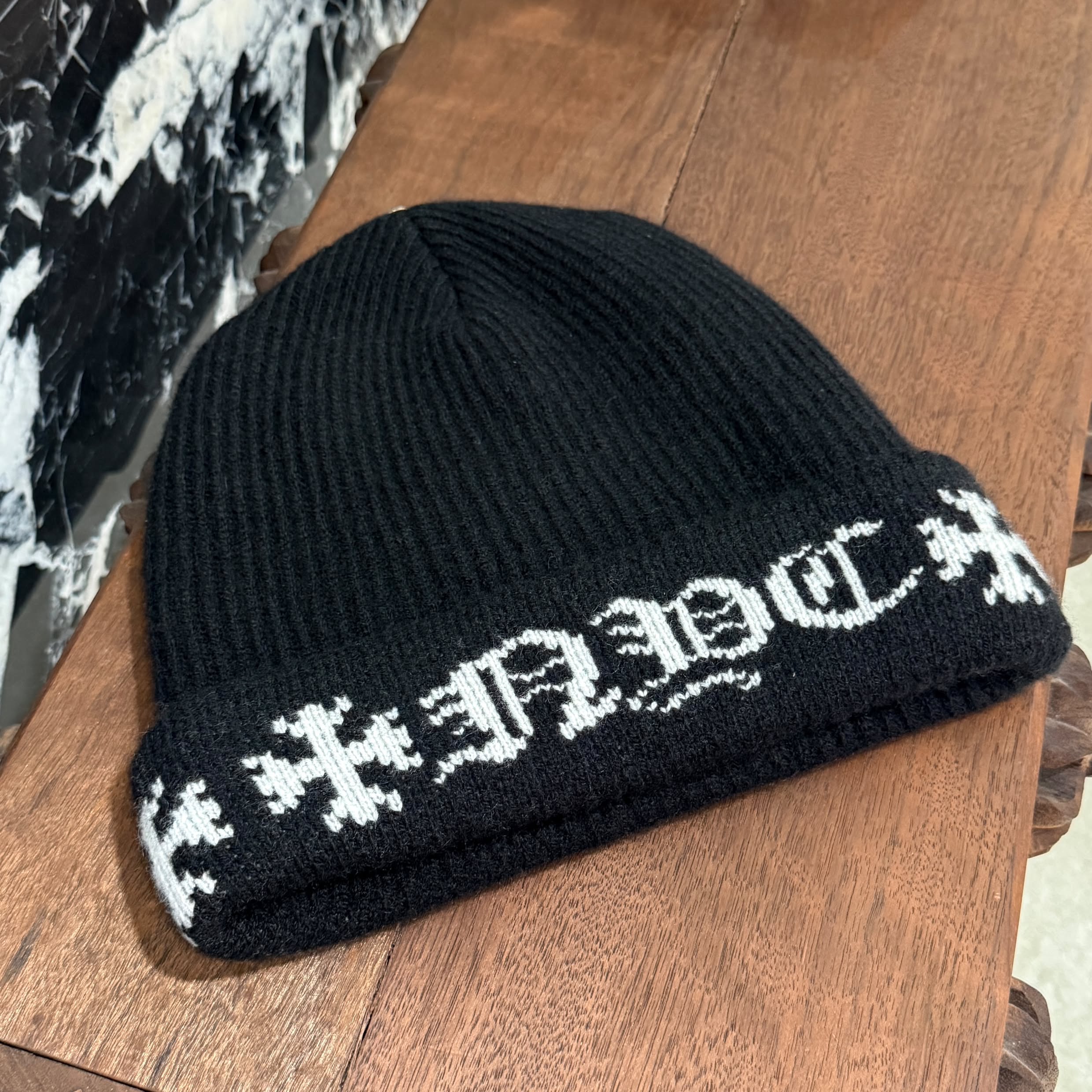 CHROME HEARTS NYC Limited BIG DADDY Cashmere Knit Beanie Size ONE SIZE (25cm) クロムハーツ ニューヨーク限定 ビッグダディ カシミヤ ニット ビーニー サイズONE SIZE (25cm)