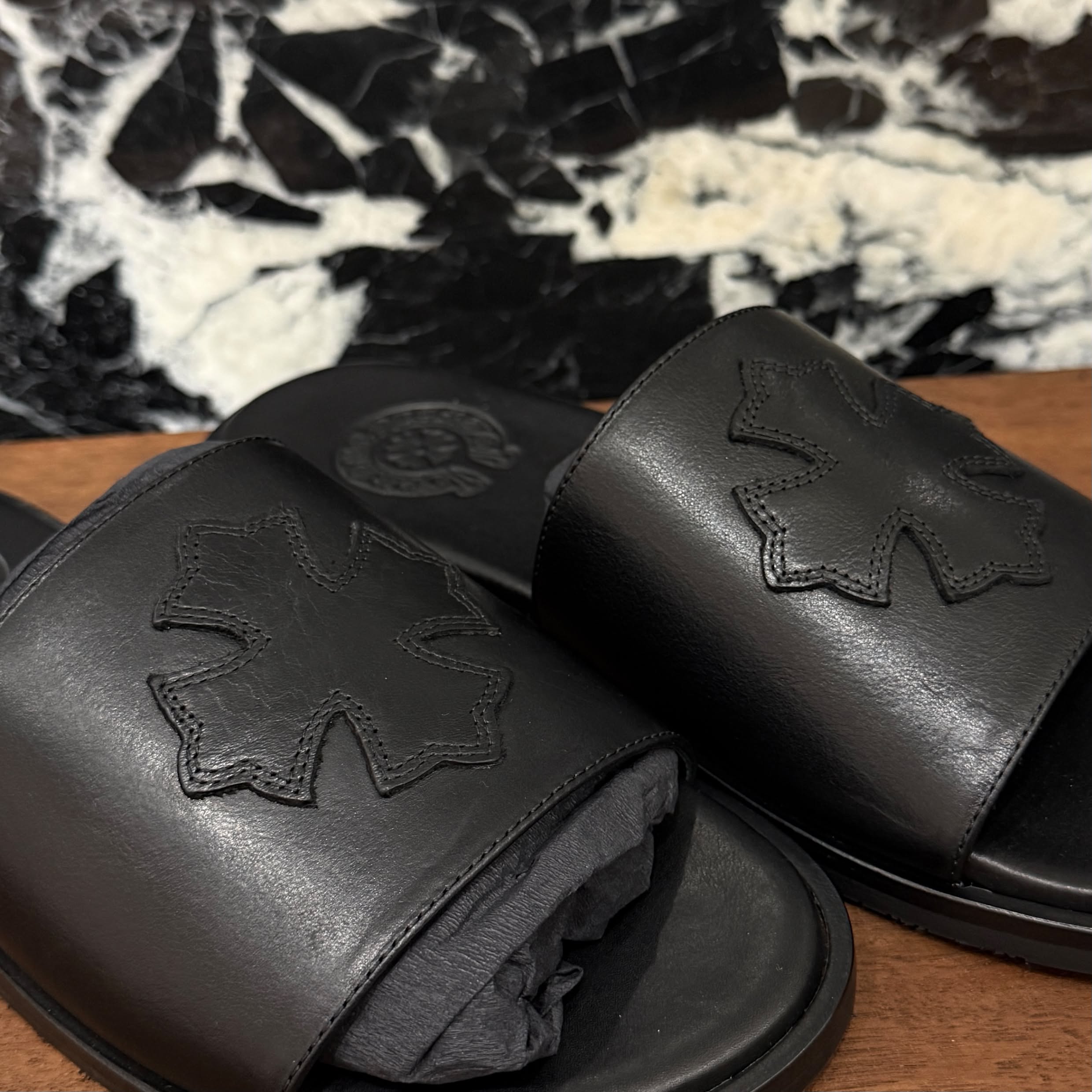 CHROME HEARTS Leather Cross Patch Sandals Size 38 (約23.0cm〜24.0cm) クロムハーツ レザークロスパッチ サンダル サイズ38 (約23.0cm〜24.0cm)