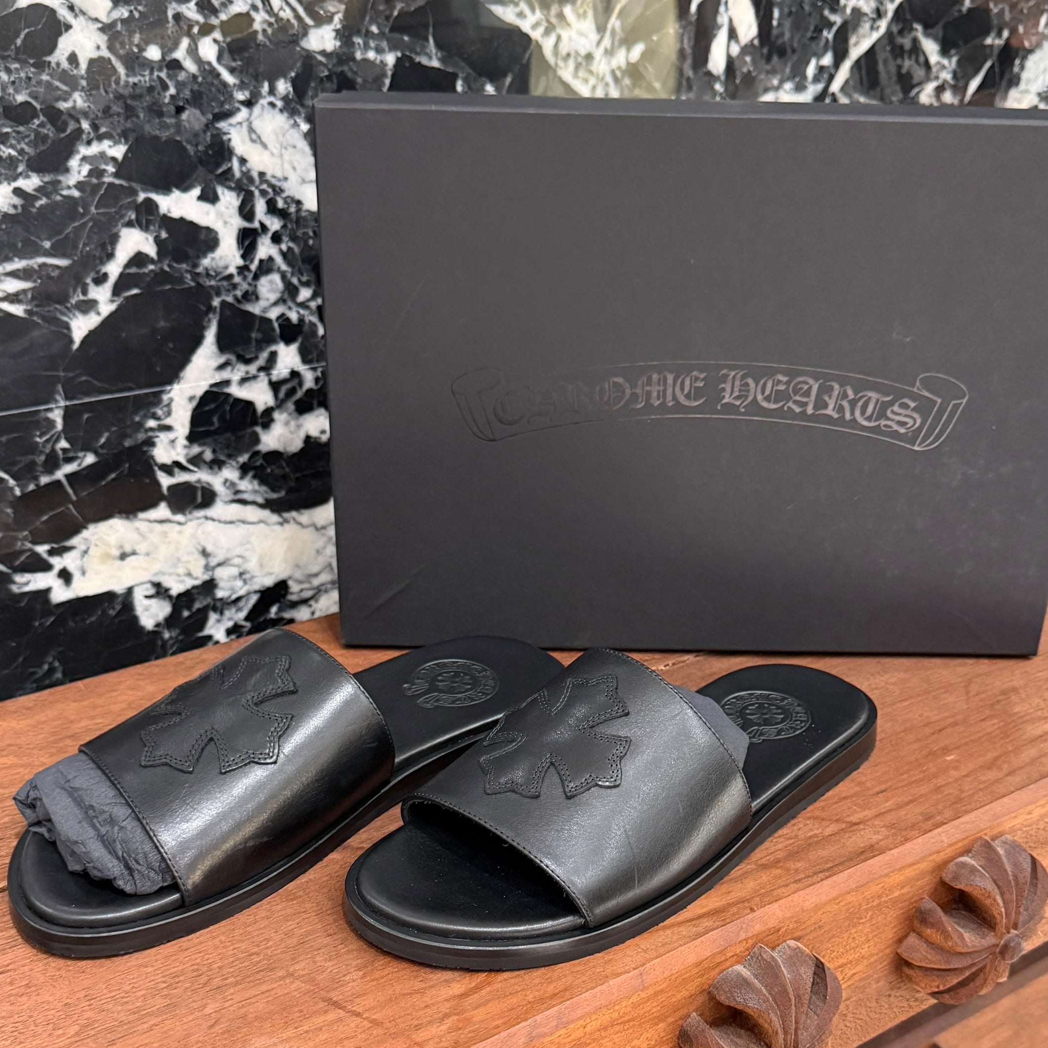 CHROME HEARTS Leather Cross Patch Sandals Size 38 (約23.0cm〜24.0cm) クロムハーツ レザークロスパッチ サンダル サイズ38 (約23.0cm〜24.0cm)