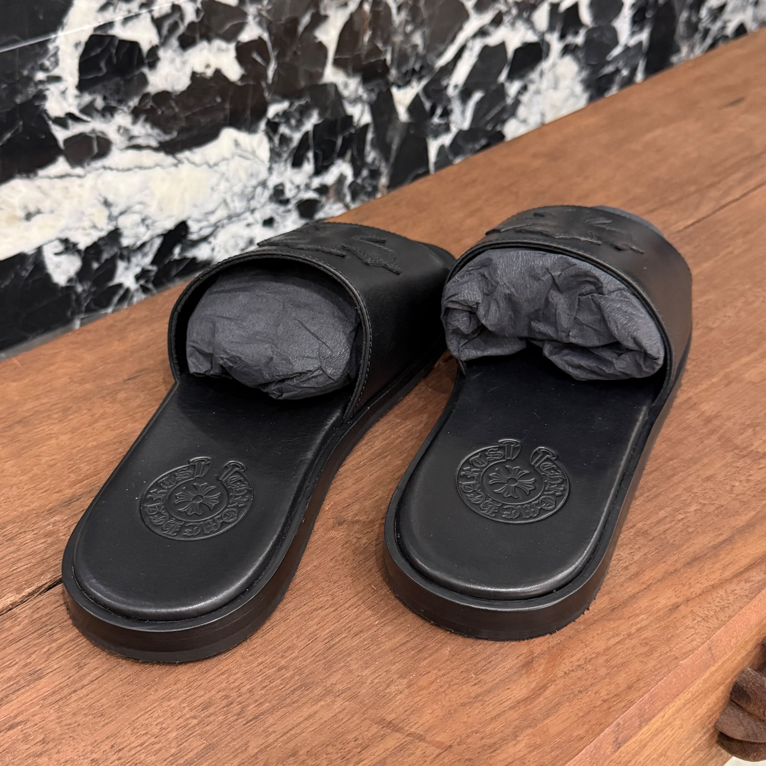 CHROME HEARTS Leather Cross Patch Sandals Size 38 (約23.0cm〜24.0cm) クロムハーツ レザークロスパッチ サンダル サイズ38 (約23.0cm〜24.0cm)