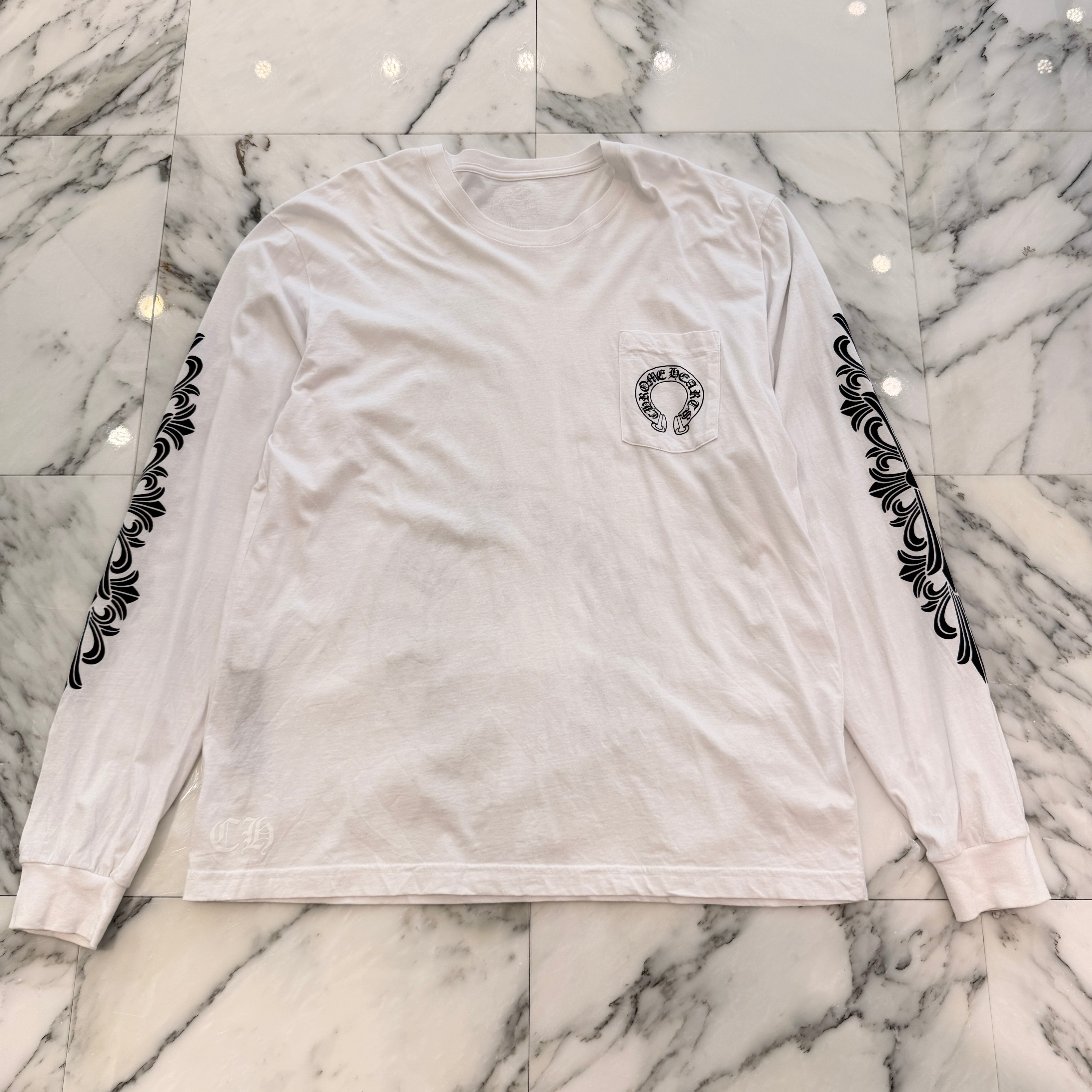 CHROME HEARTS Floral Cross Horseshoe Long Sleeve Tee Size XXL クロムハーツ フローラルクロス ホースシュー ロングスリーブTシャツ サイズXXL