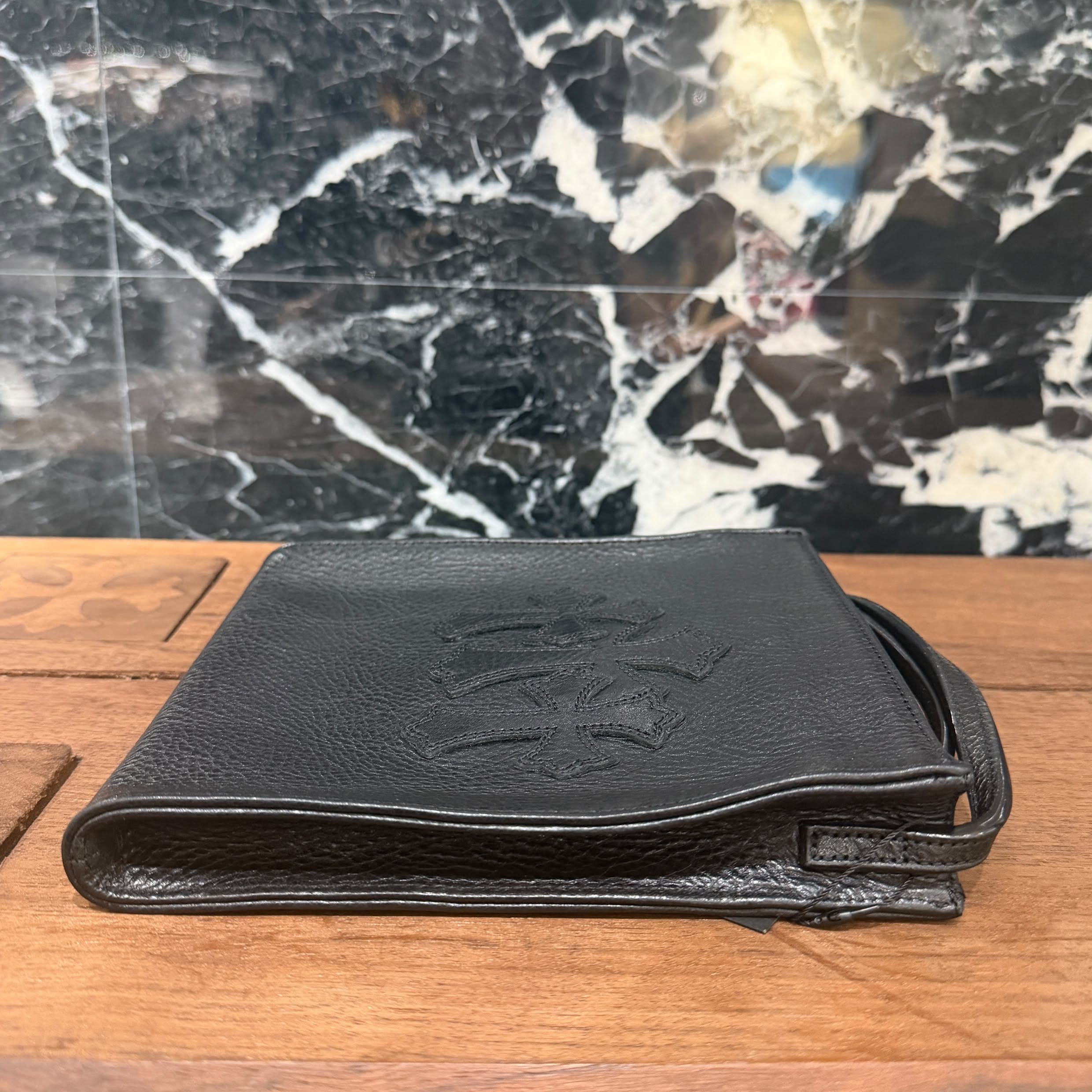CHROME HEARTS Square Pocket 3 Cemetery Cross Leather Patch Shoulder Bag クロムハーツ スクエアポケット 3セメタリークロス レザーパッチ ショルダーバッグ