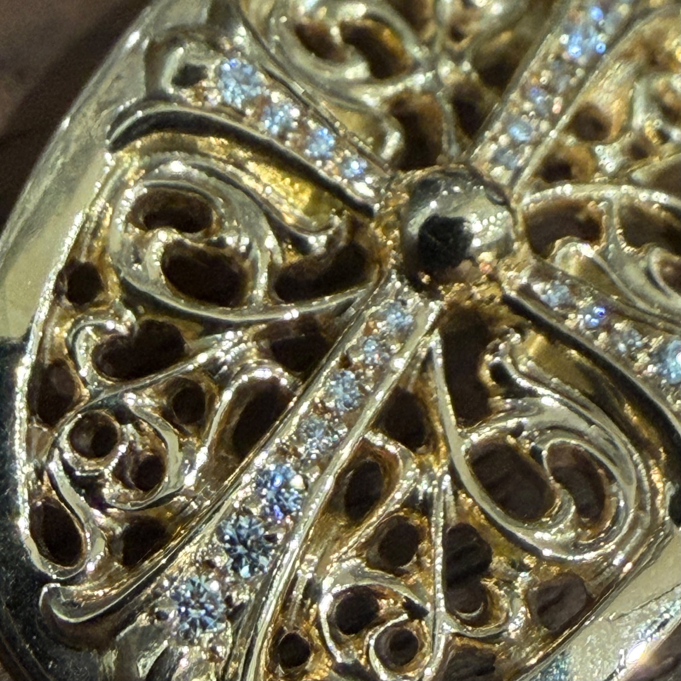 CHROME HEARTS 22K Classic Oval Cross Pendent Top Pave Diamond クロムハーツ 22K クラシック オーバルクロス ペンダントトップ パヴェダイヤモンド