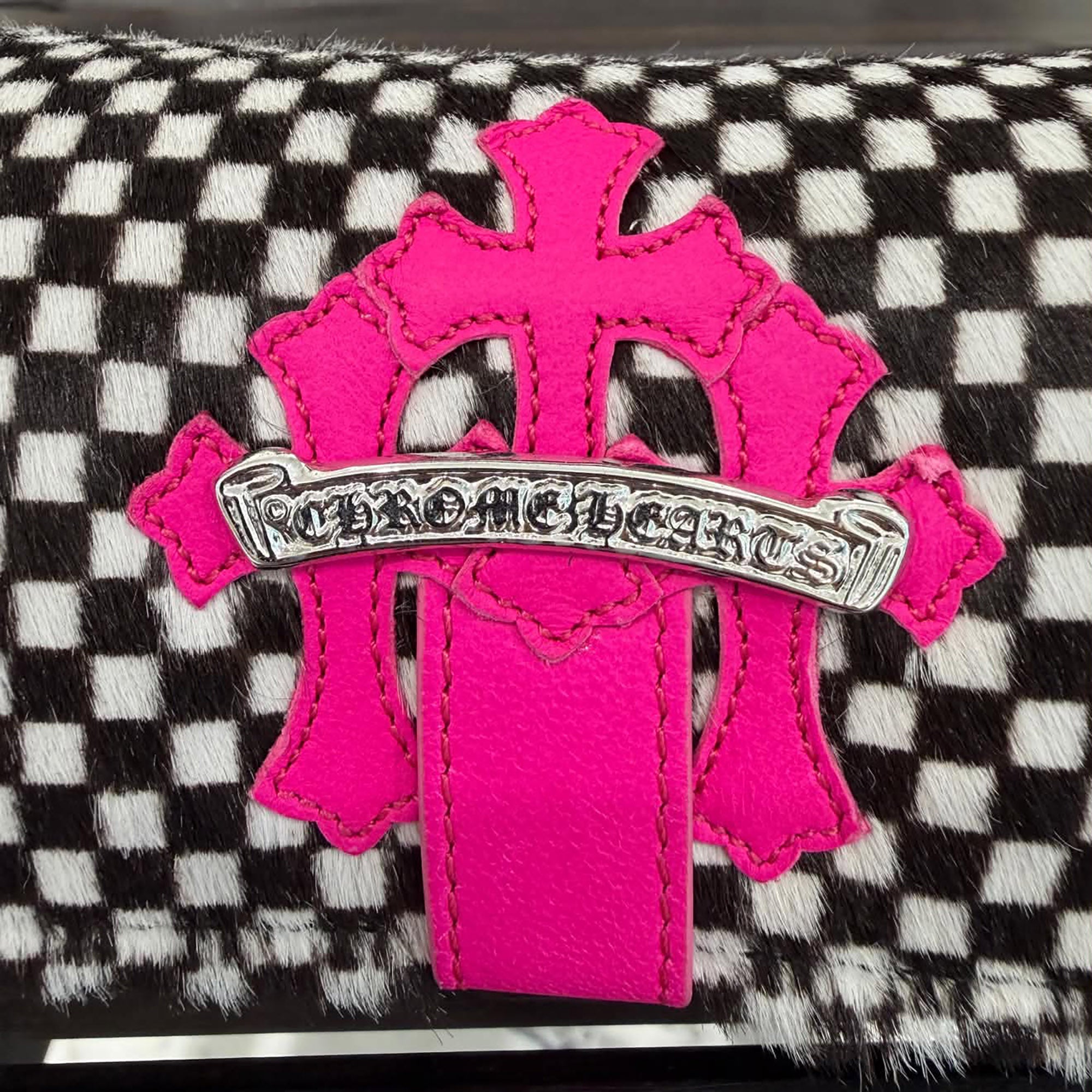 CHROME HEARTS 3 Cross Leather Patch Harako Jewelry Roll Case クロムハーツ 3クロスレザーパッチ ハラコ ジュエリーロールケース