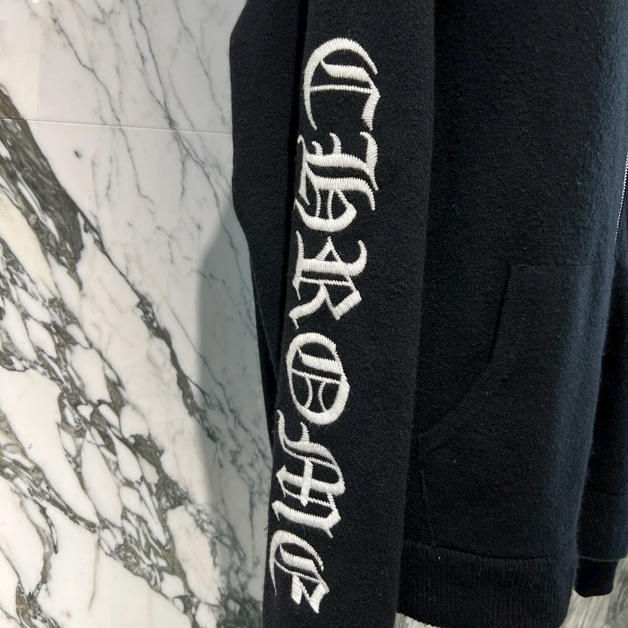 CHROME HEARTS Y NOT Arm Logo Cashmere Knit Zip Up Hoodie Size M クロムハーツ ワイノット アームロゴ カシミヤジップアップフーディ サイズM