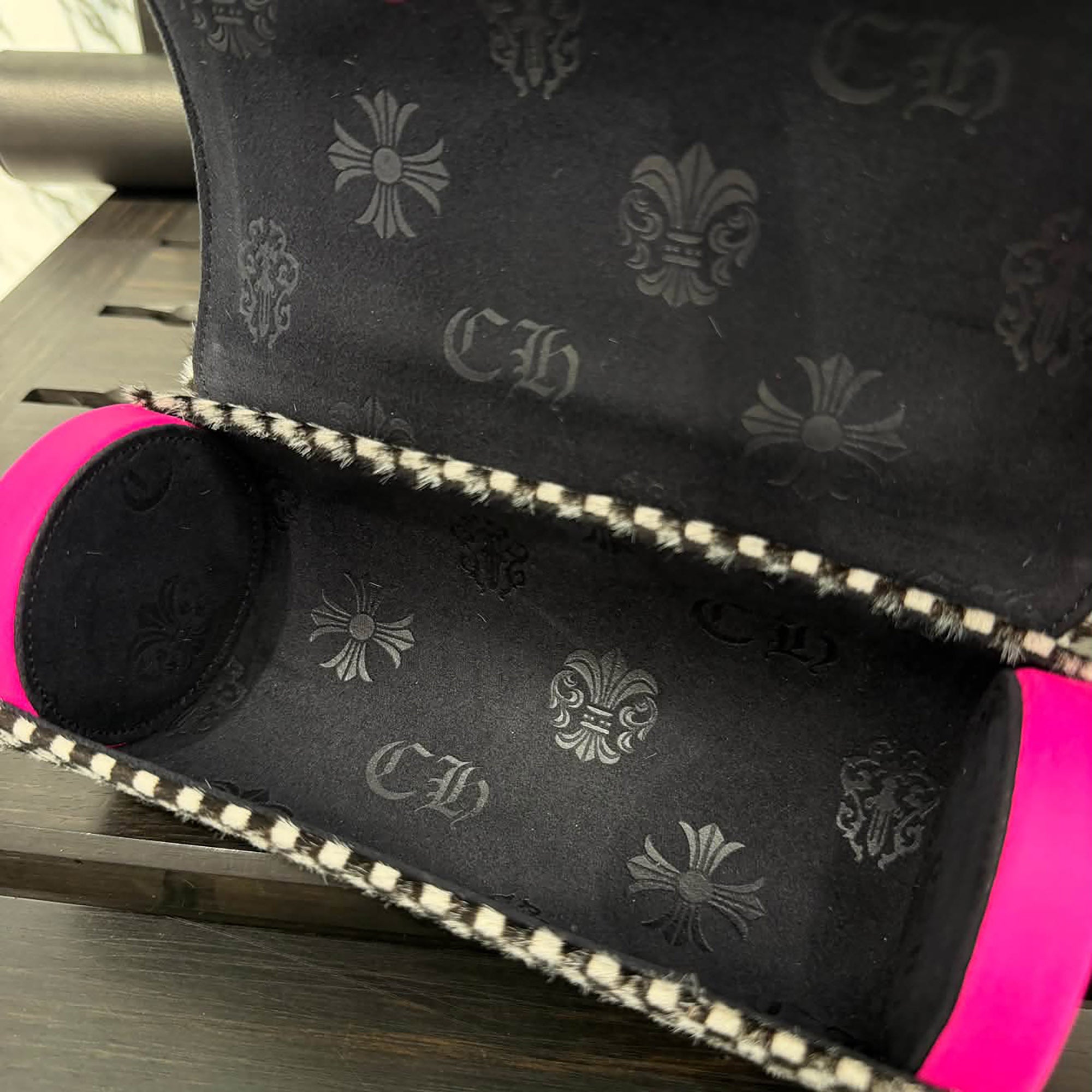 CHROME HEARTS 3 Cross Leather Patch Harako Jewelry Roll Case クロムハーツ 3クロスレザーパッチ ハラコ ジュエリーロールケース