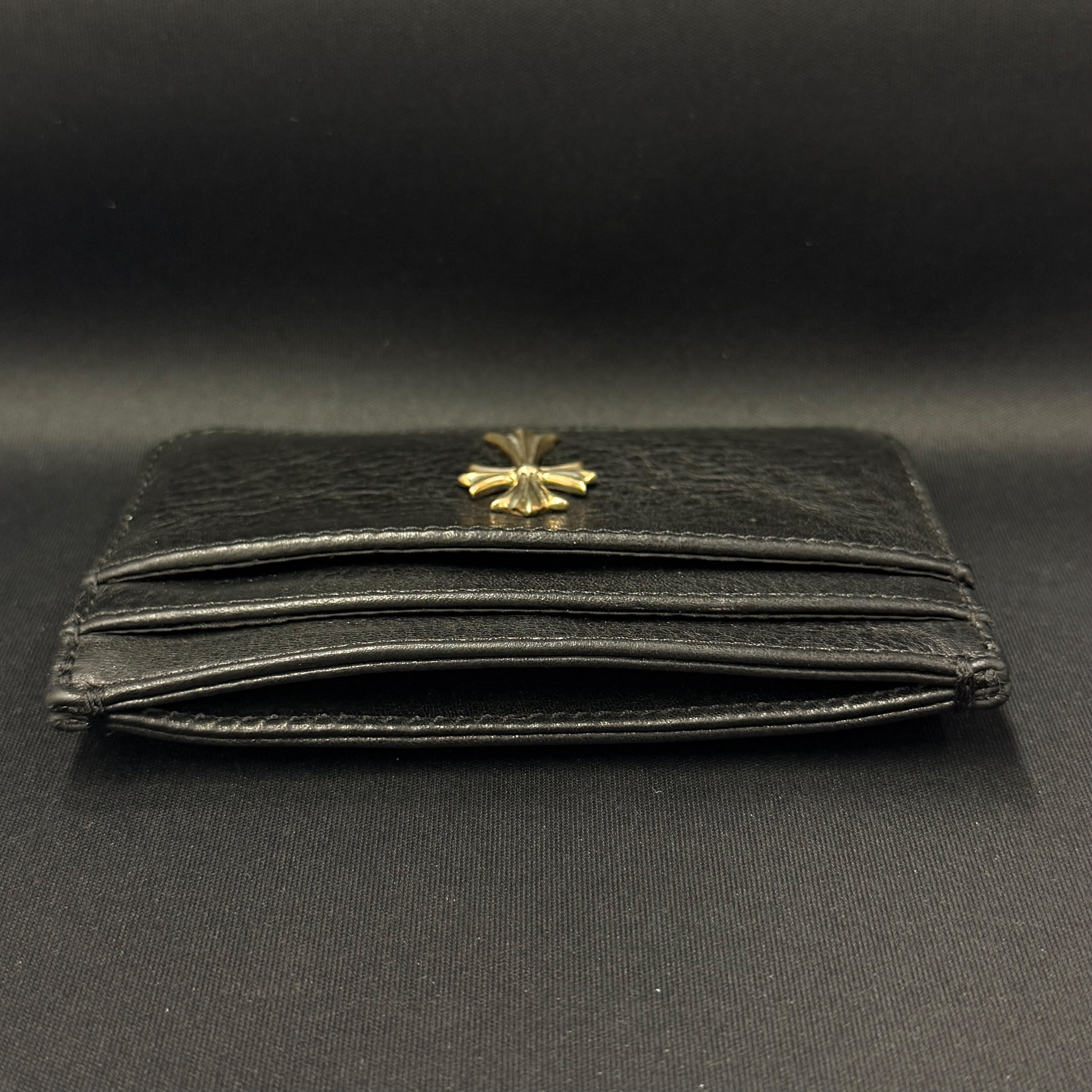 CHROME HEARTS Tiny Cross Scroll Double Side Leather Card Case