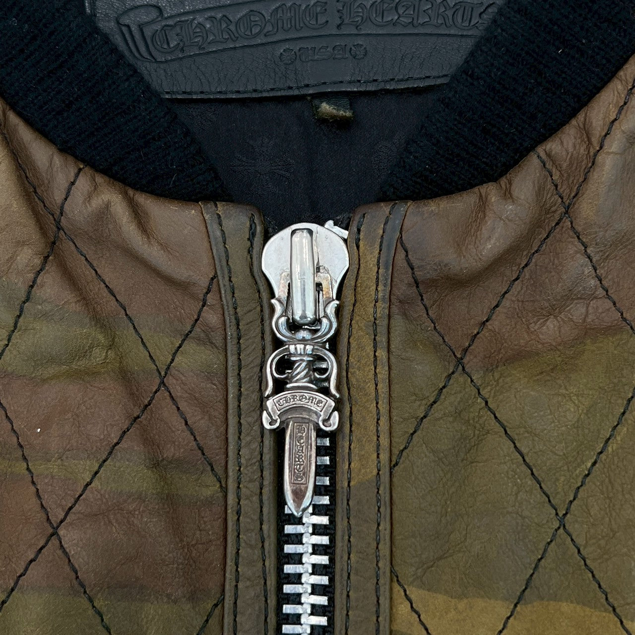 CHROME HEARTS Camouflage Leather Cross Patch DUCK VEST Size L クロムハーツ カモフラージュ レザークロスパッチ ダックベスト サイズL