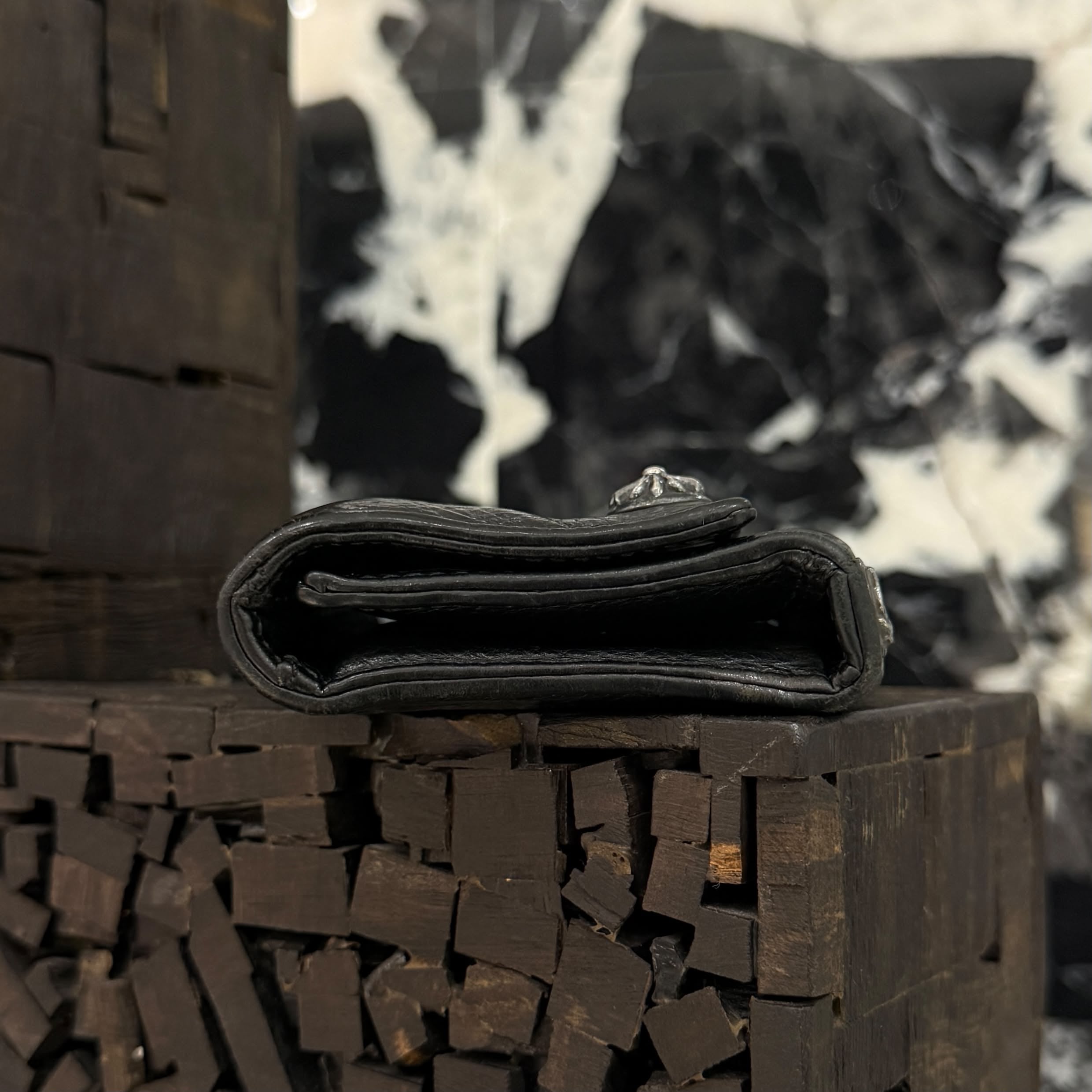CHROME HEARTS 3 FOLD Cross Ball Button Leather Wallet クロムハーツ 3フォールド クロスボールボタン レザーウォレット