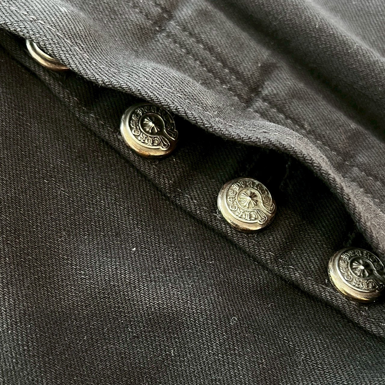 CHROME HEARTS Horseshoe Button Flare Knee Denim OVERALL Size 32 クロムハーツ ホースシューボタン フレアニー デニムオーバーオール サイズ32