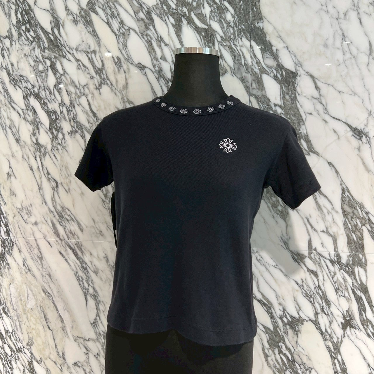 CHROME HEARTS フローラルクロス Tシャツ ホワイト M CHROME HEARTS 