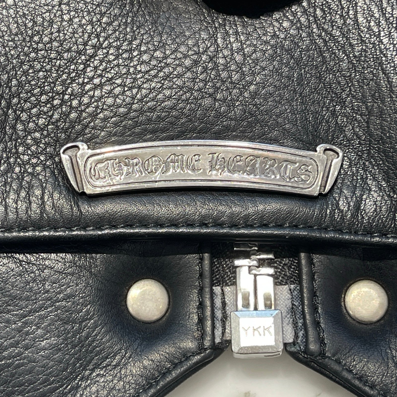 CHROME HEARTS 6 Cross Ball Dagger Zip Leather Vest Size XL クロムハーツ 6クロスボール ダガーレザーベスト サイズXL