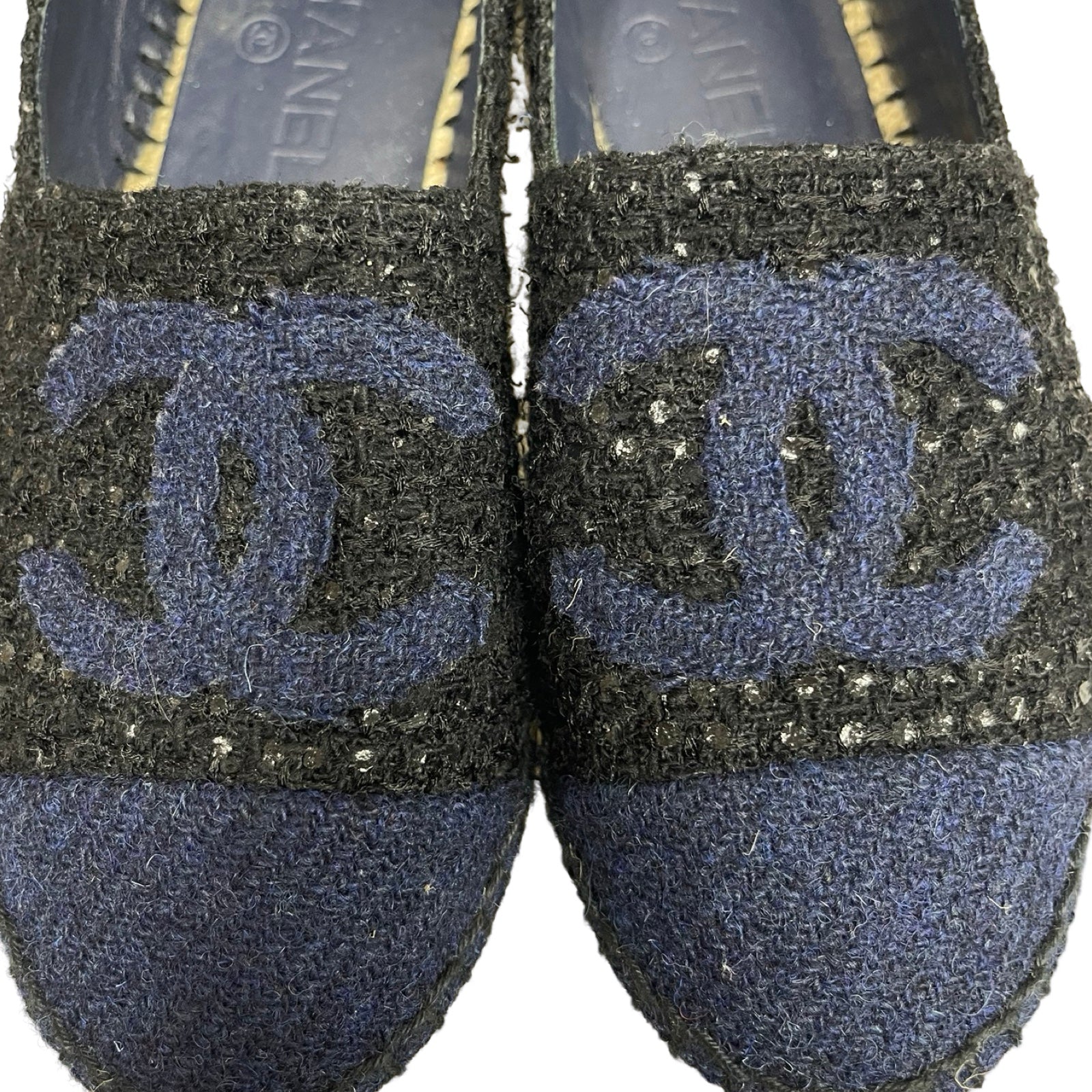 CHANEL Tweed Espadrilles Slip-On G29762 Size 36