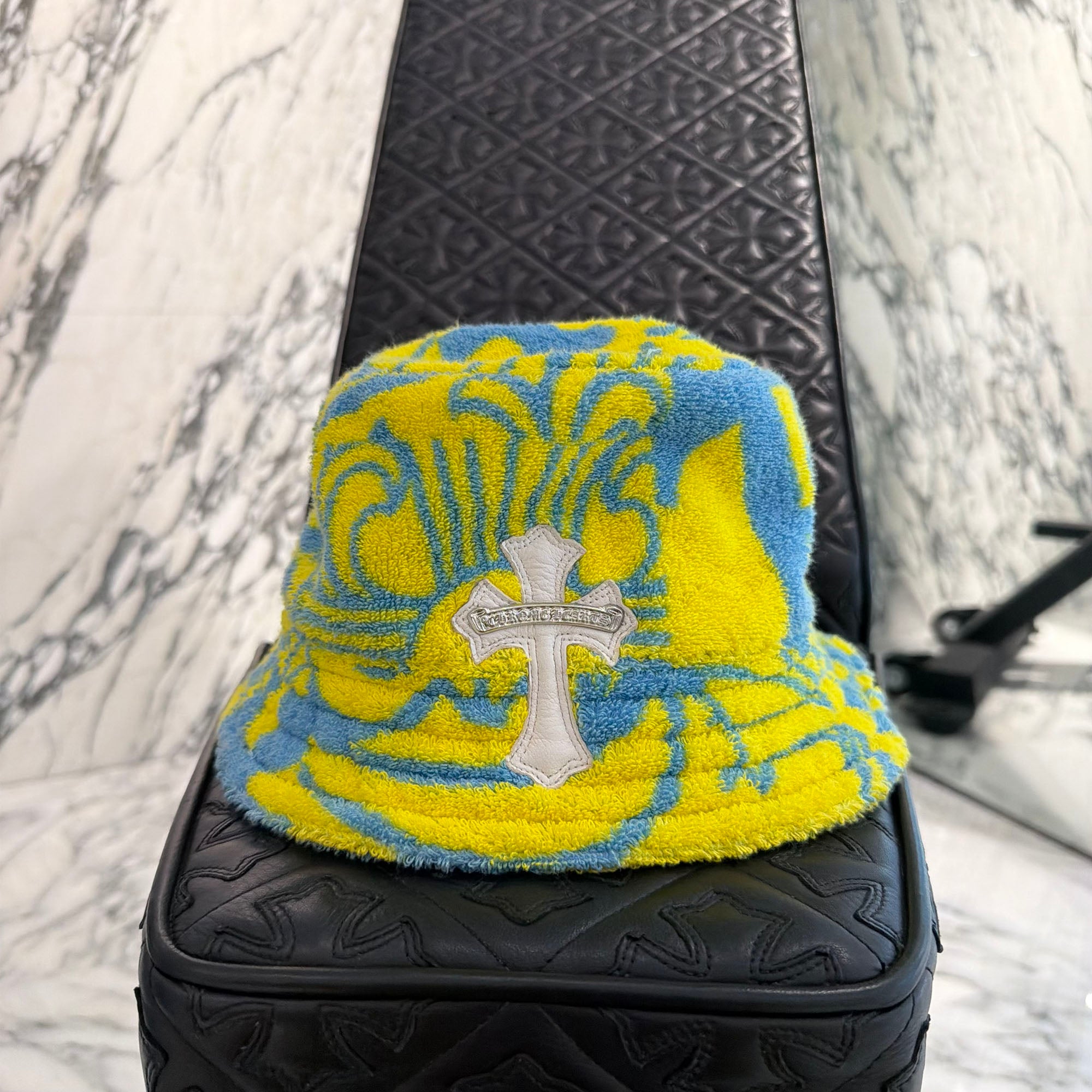 CHROME HEARTS 1 Cross Leather Patch Cotton Bucket Hat Size L (60.5cm) クロムハーツ 1クロス レザーパッチ コットン バケットハット サイズL (60.5cm)