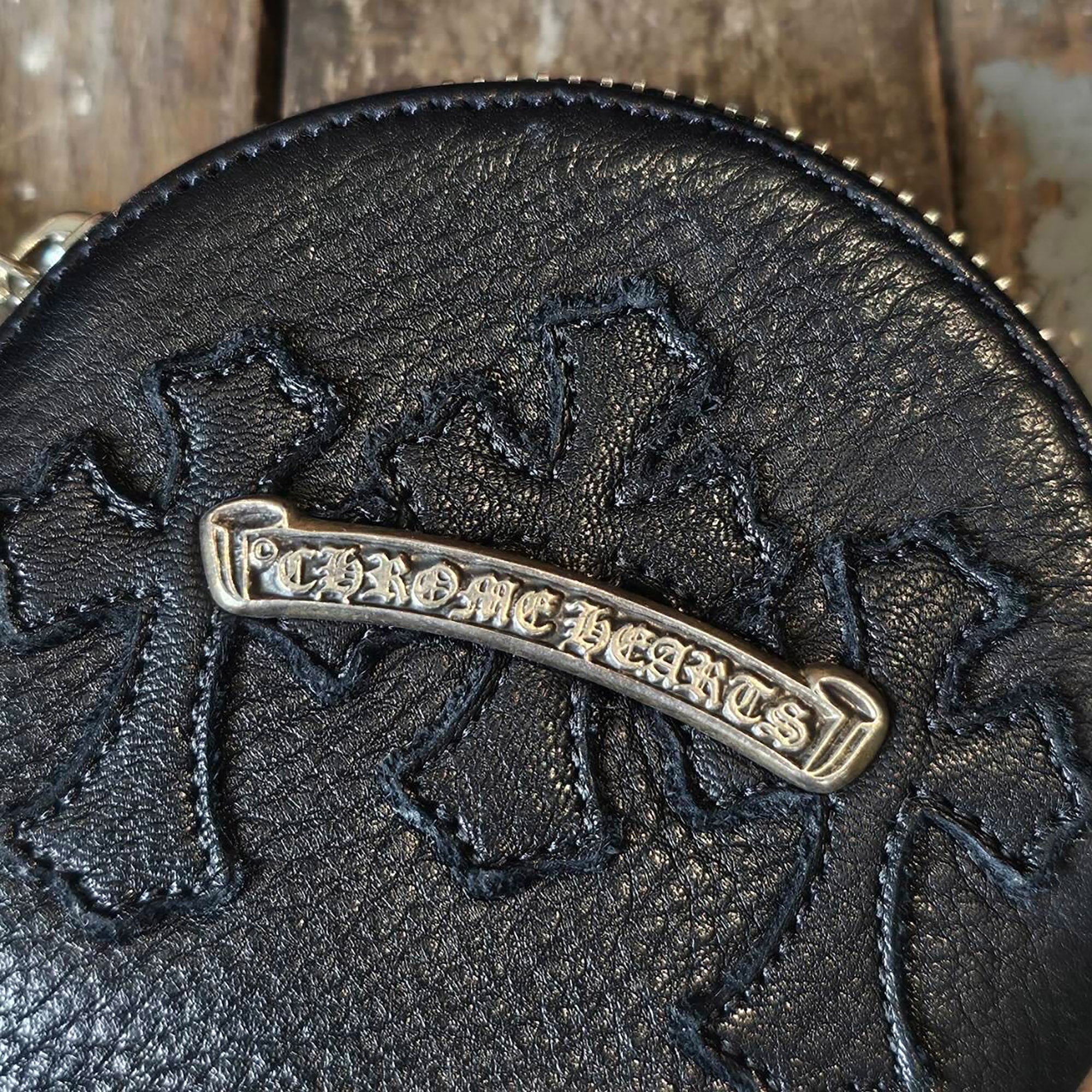 CHROME HEARTS 1 CLIP Paper Chain Triple Cross Leather Patch Coin Case クロムハーツ 1クリップ ペーパーチェーン トリプルクロス レザーパッチ コインケース