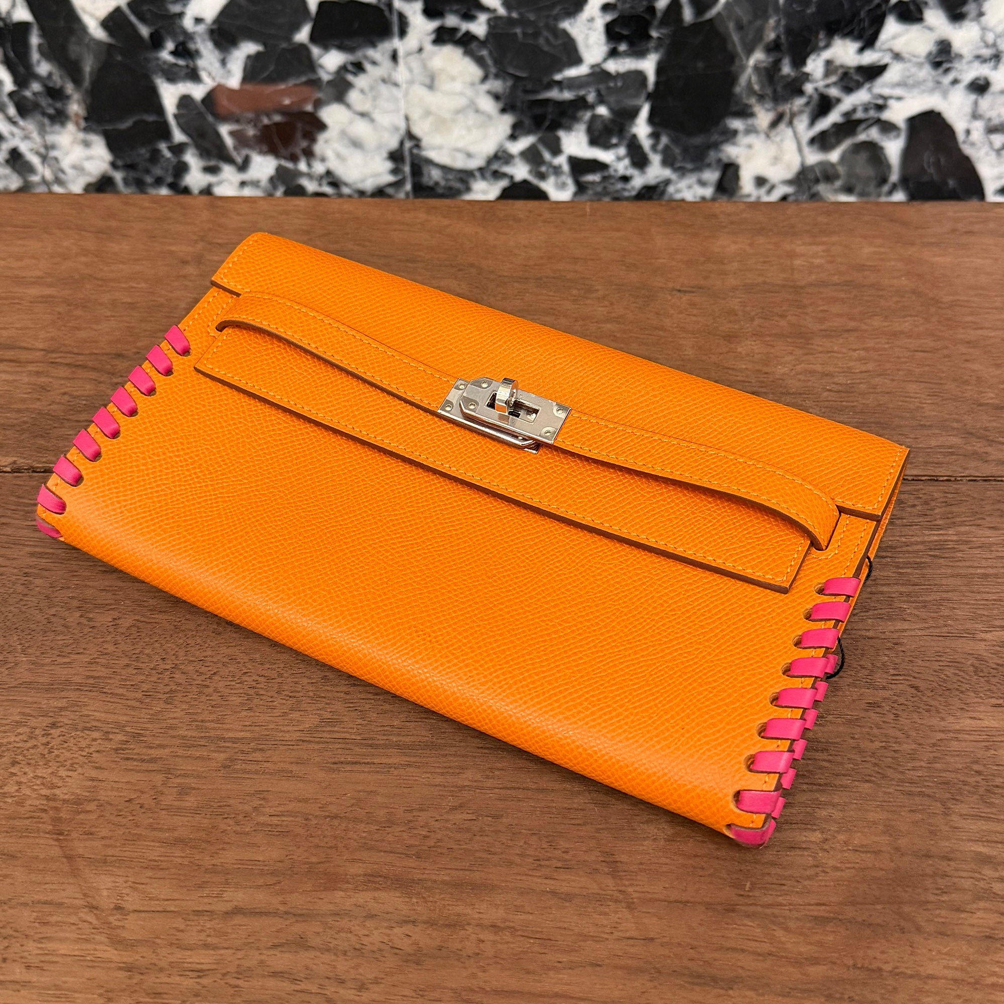 HERMES Kelly To Go Tressage "Orange/Rose Mexico" Long Wallet W刻印 エルメス ケリー トゥー ゴー トレサージュ "オレンジ×ローズメキシコ" ロング ウォレット W刻印