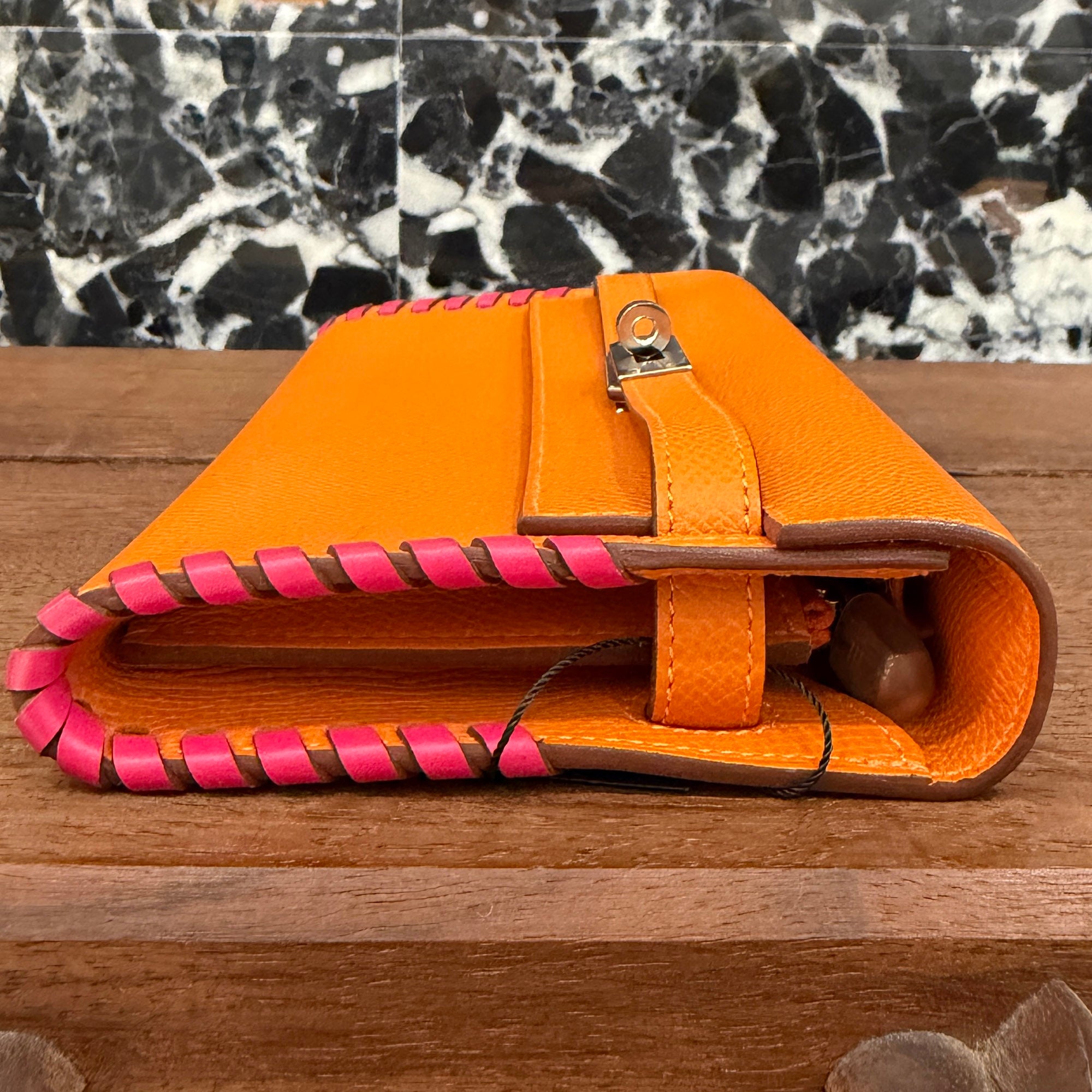 HERMES Kelly To Go Tressage "Orange/Rose Mexico" Long Wallet W刻印 エルメス ケリー トゥー ゴー トレサージュ "オレンジ×ローズメキシコ" ロング ウォレット W刻印