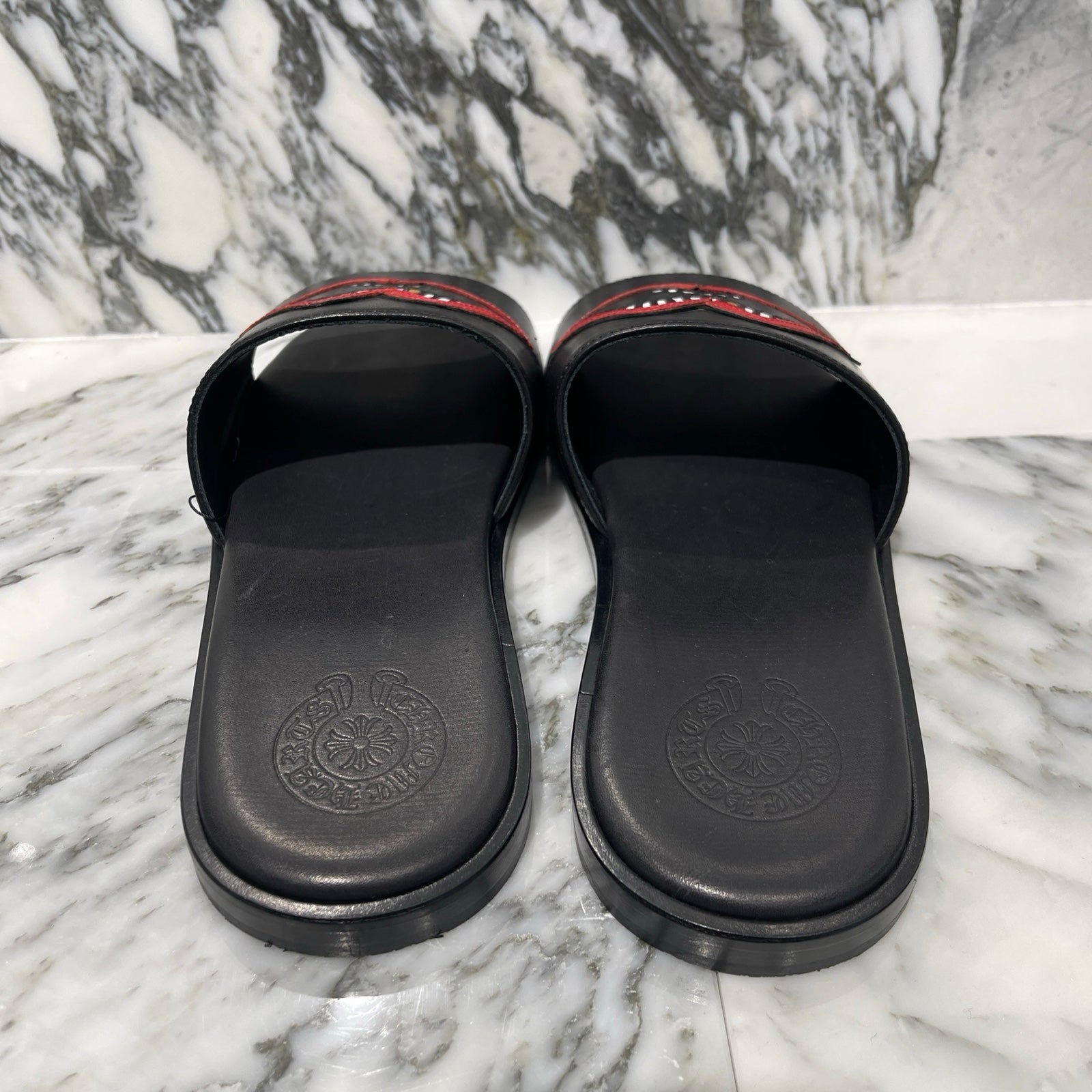 CHROME HEARTS Chomper Leather Patch Sandals Size 42 クロムハーツ チョンパーレザーパッチ サンダル サイズ42