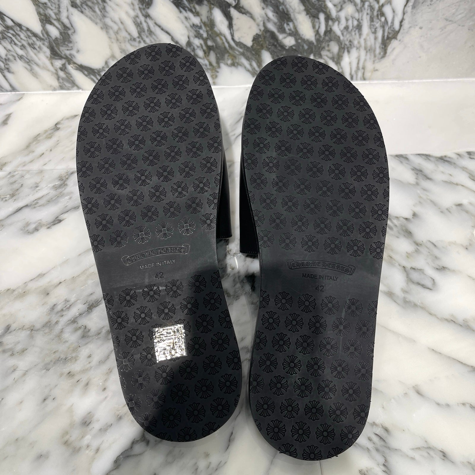 CHROME HEARTS Chomper Leather Patch Sandals Size 42 クロムハーツ