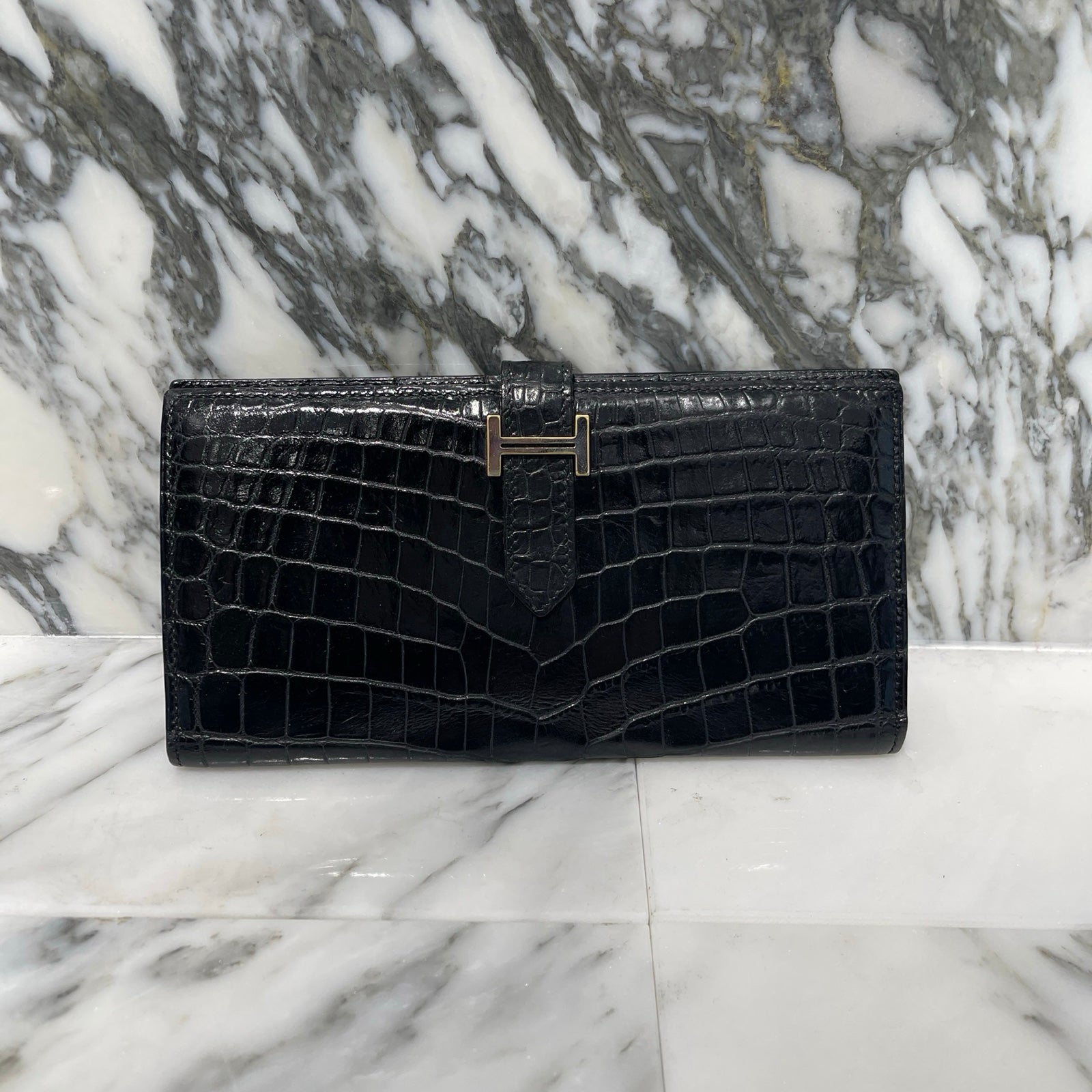 HERMES Bearn Classic Alligator Blue Marine Crocodile エルメス ベアンクラシック アリゲーター ブルーマリン クロコダイル