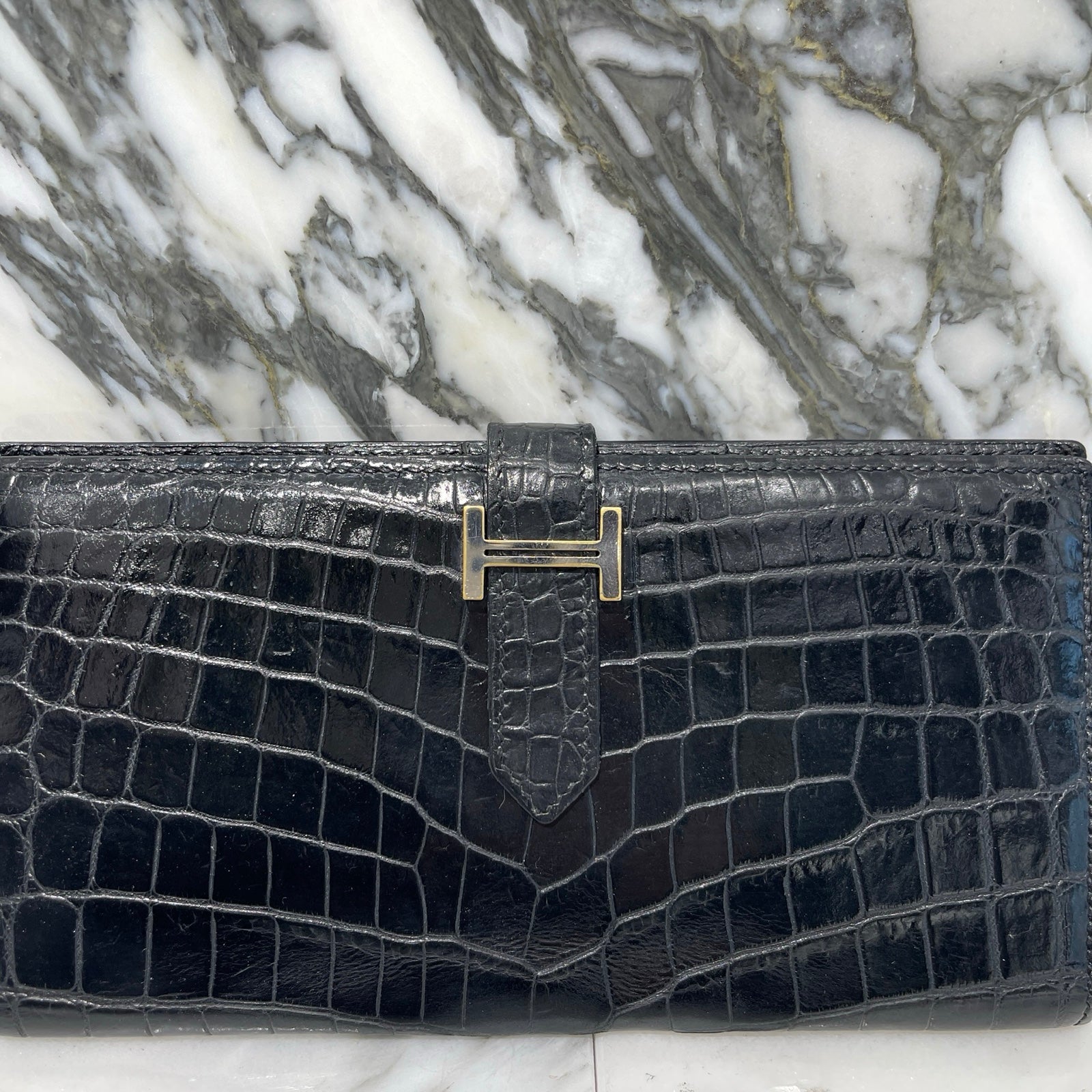 エルメス HERMES ベアン クラシック クロコダイル ニロティカス 長財布 
