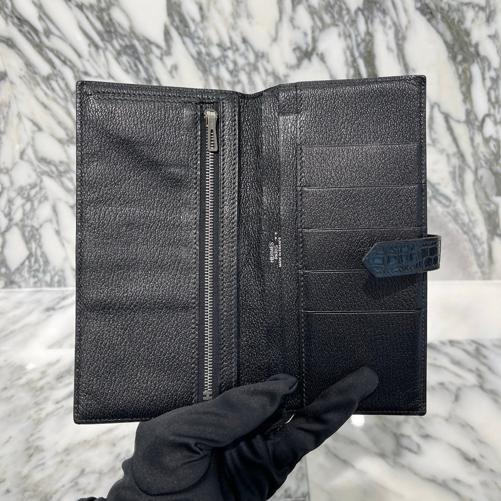 HERMES Bearn Classic Alligator Blue Marine Crocodile エルメス ベアンクラシック アリゲーター ブルーマリン クロコダイル