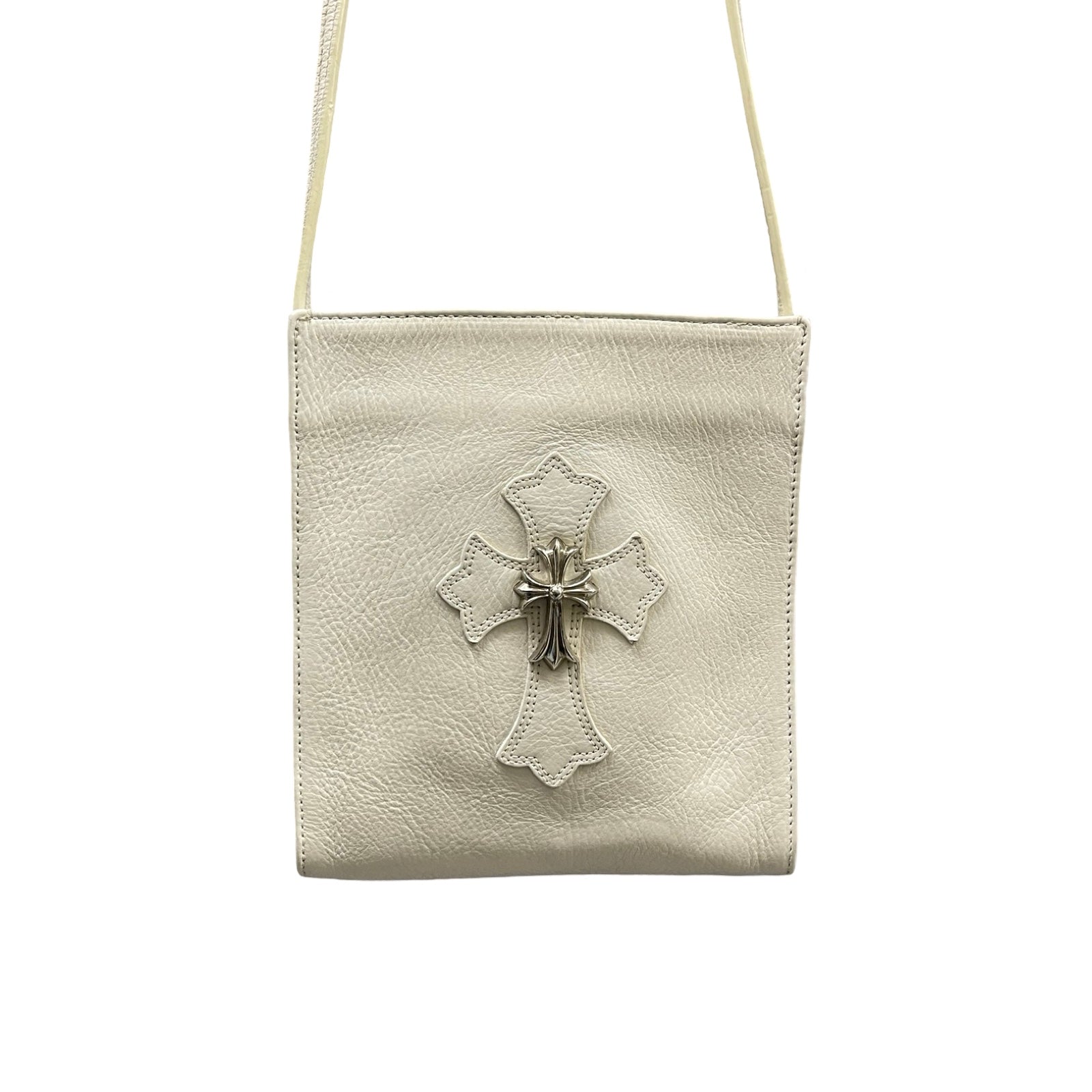 CHROME HEARTS Square Pocket 1 Sliver Cross Patch Leather Shoulder Bag