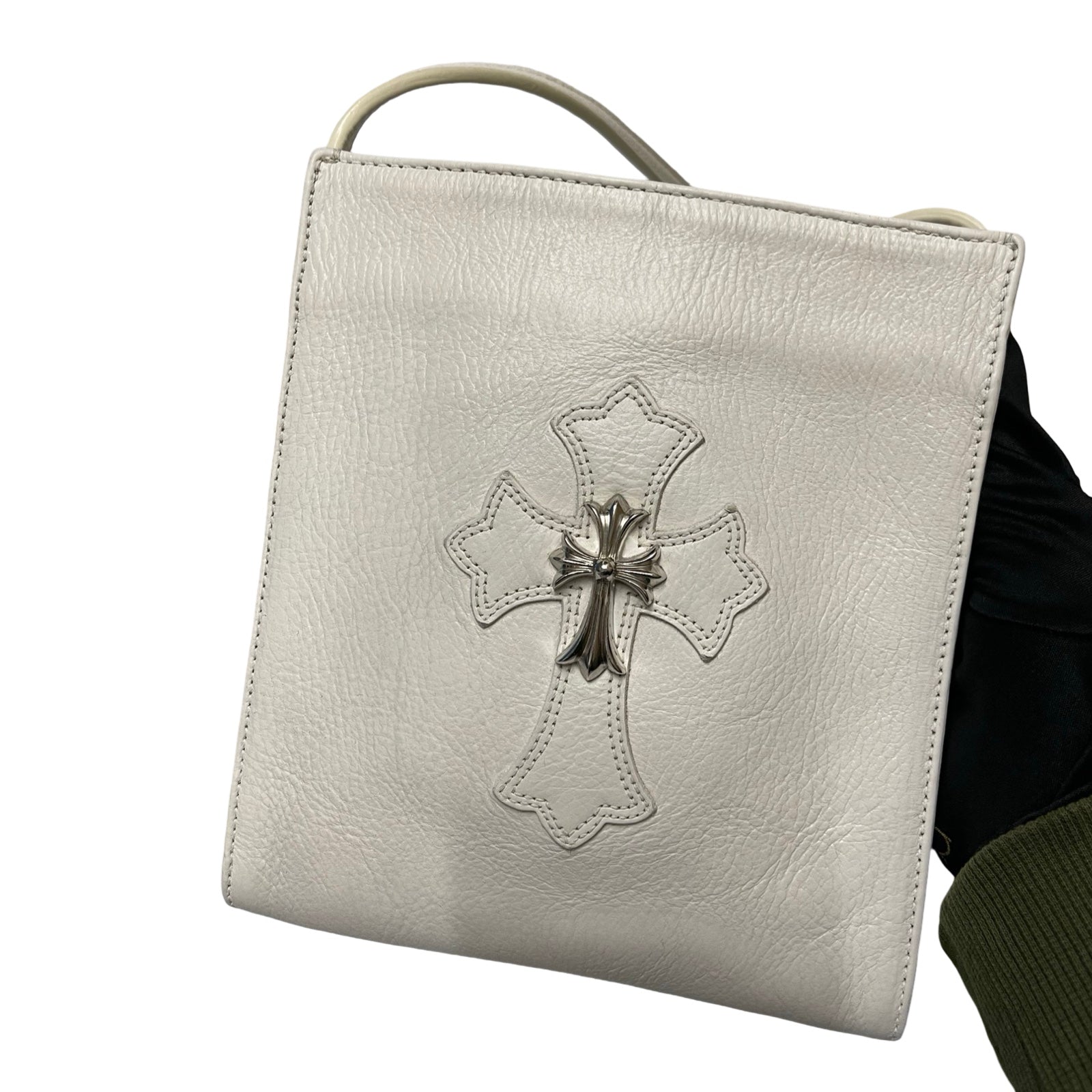 CHROME HEARTS Square Pocket 1 Sliver Cross Patch Leather Shoulder Bag