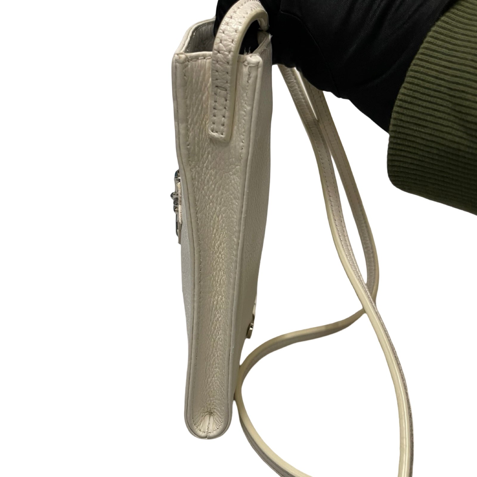 CHROME HEARTS Square Pocket 1 Sliver Cross Patch Leather Shoulder Bag