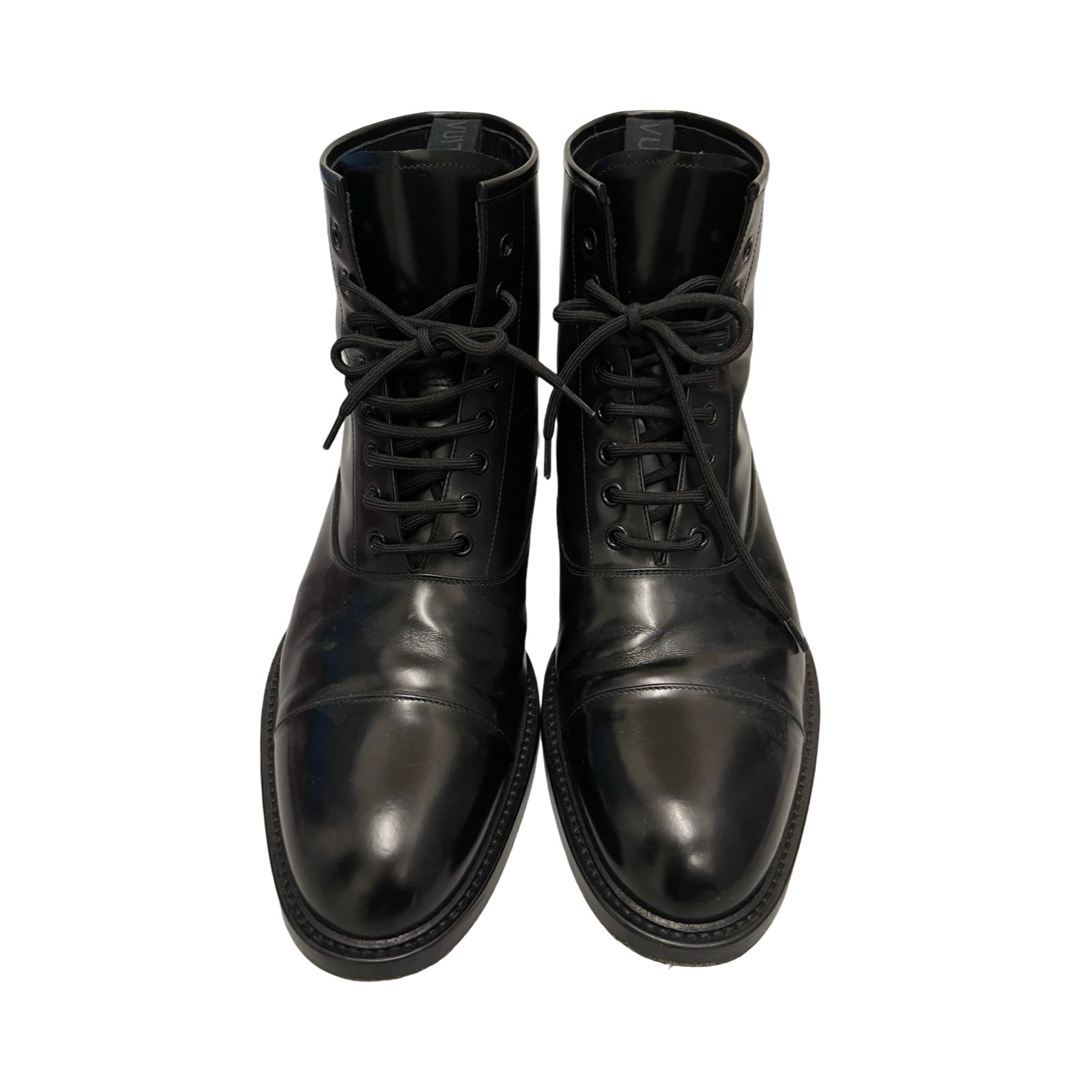 LOUIS VUITTON 8 Hole Straight Tip Lace Up Boots DI0250 Size 7 1/2